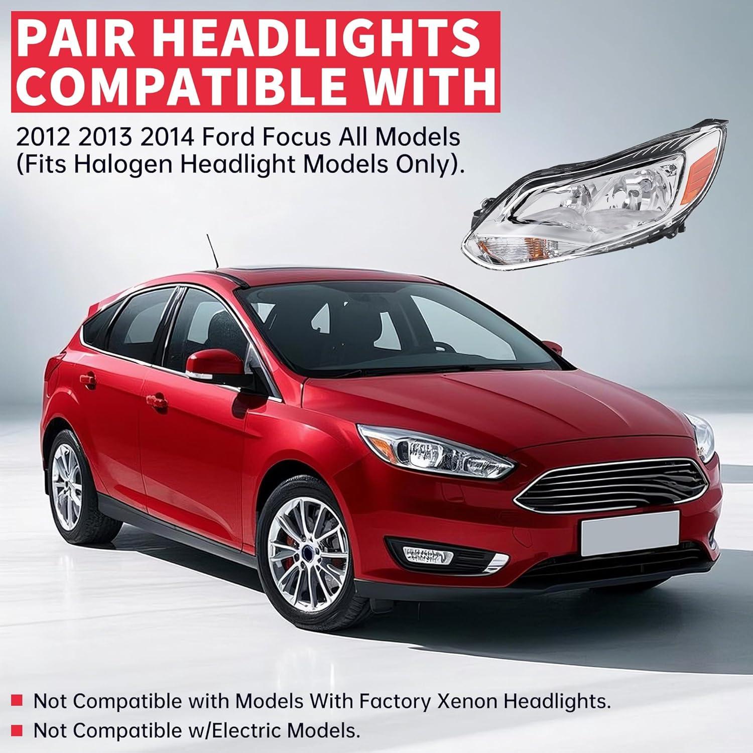 Faros HECASA para Ford Focus 2012-2014 Lente Clara Cromada