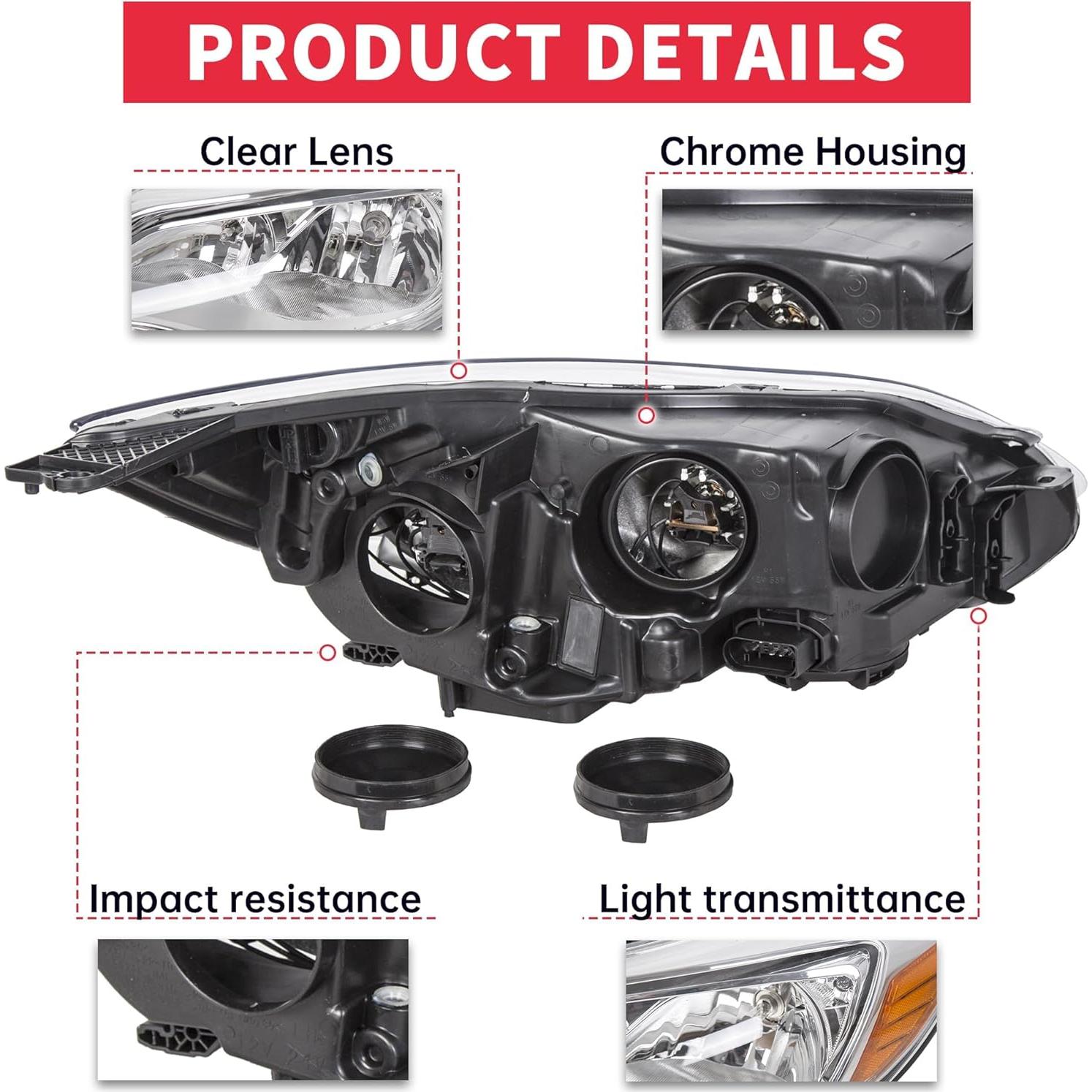 Faros HECASA para Ford Focus 2012-2014 Lente Clara Cromada