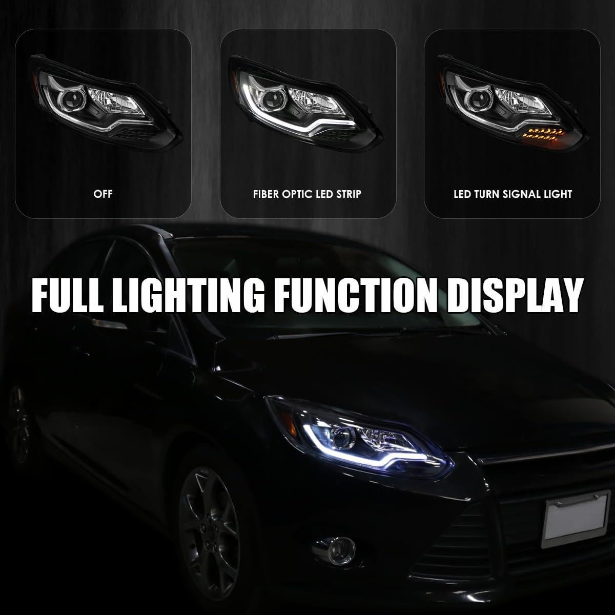 Faros Proyector Negro SPEC-D TUNING para Ford Focus 2012-2014