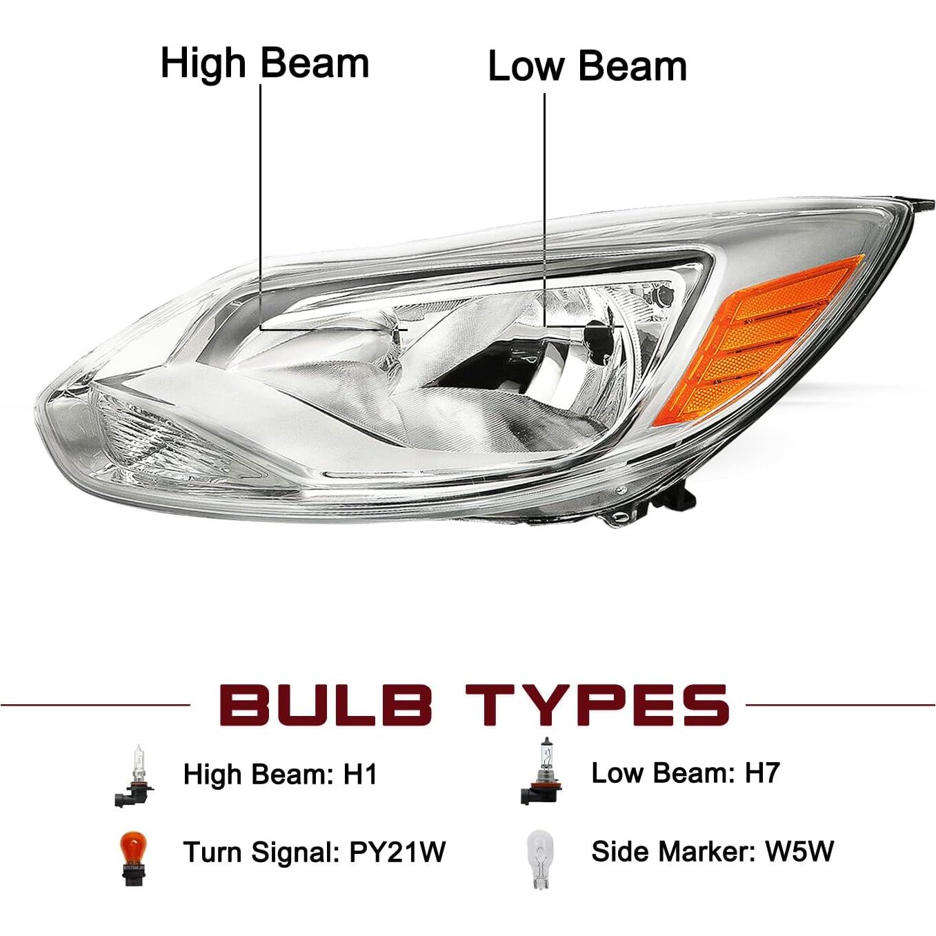 Conjunto de Faros JSBOYAT para Ford Focus 2012-2014 Halógeno