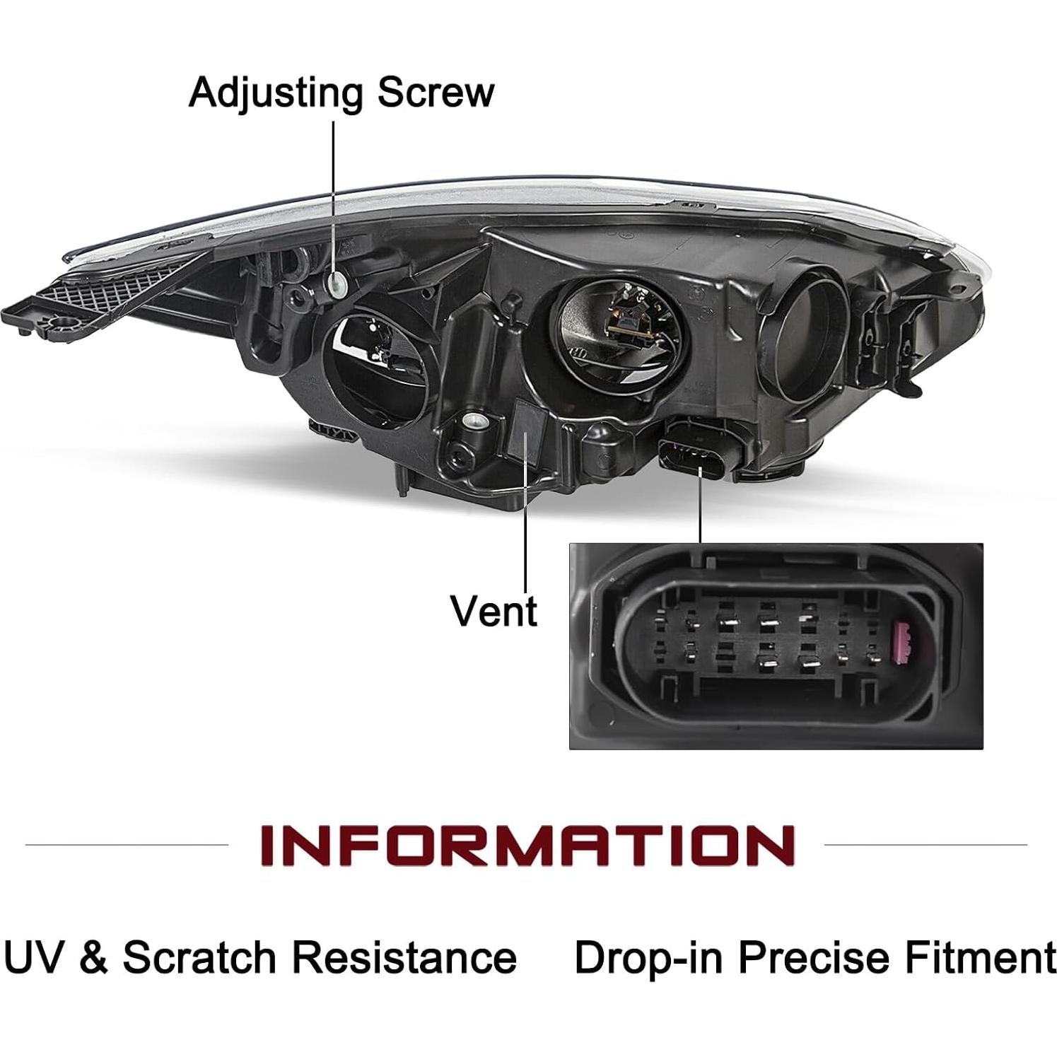 Conjunto de Faros JSBOYAT para Ford Focus 2012-2014 Halógeno