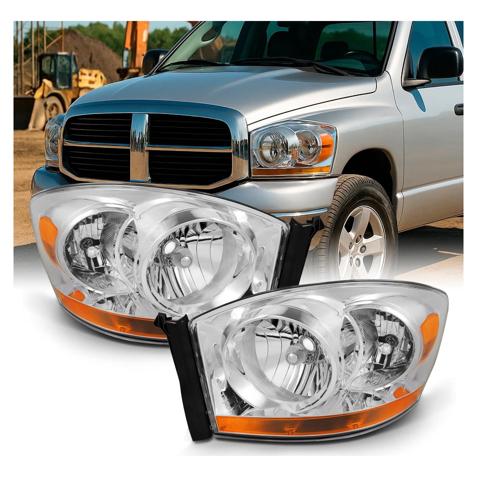 Faros de Reemplazo AKKON para Dodge Ram 2006-2008 Cromo