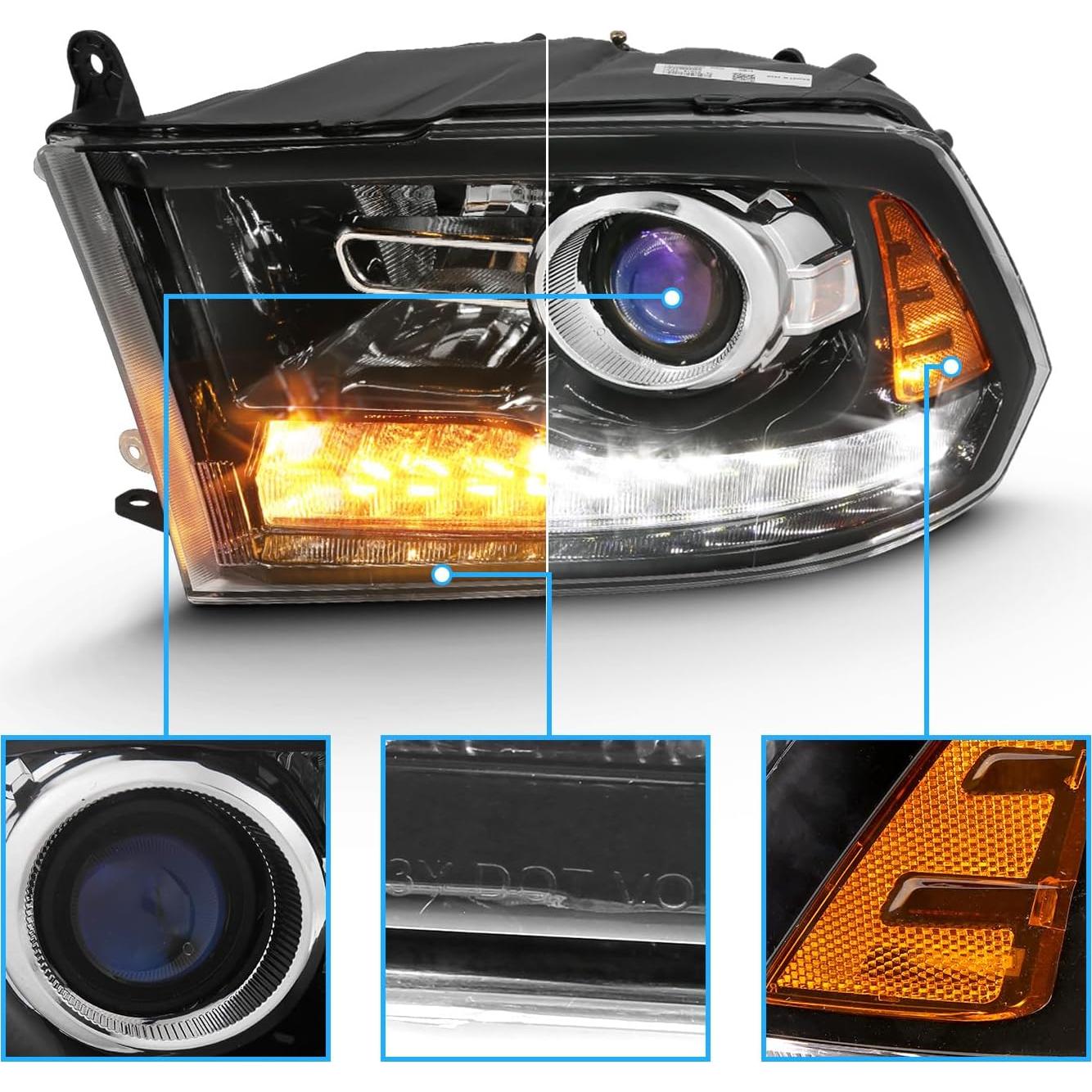 Conjunto de Faros Proyector AmeriLite para Dodge Ram 2009-2018