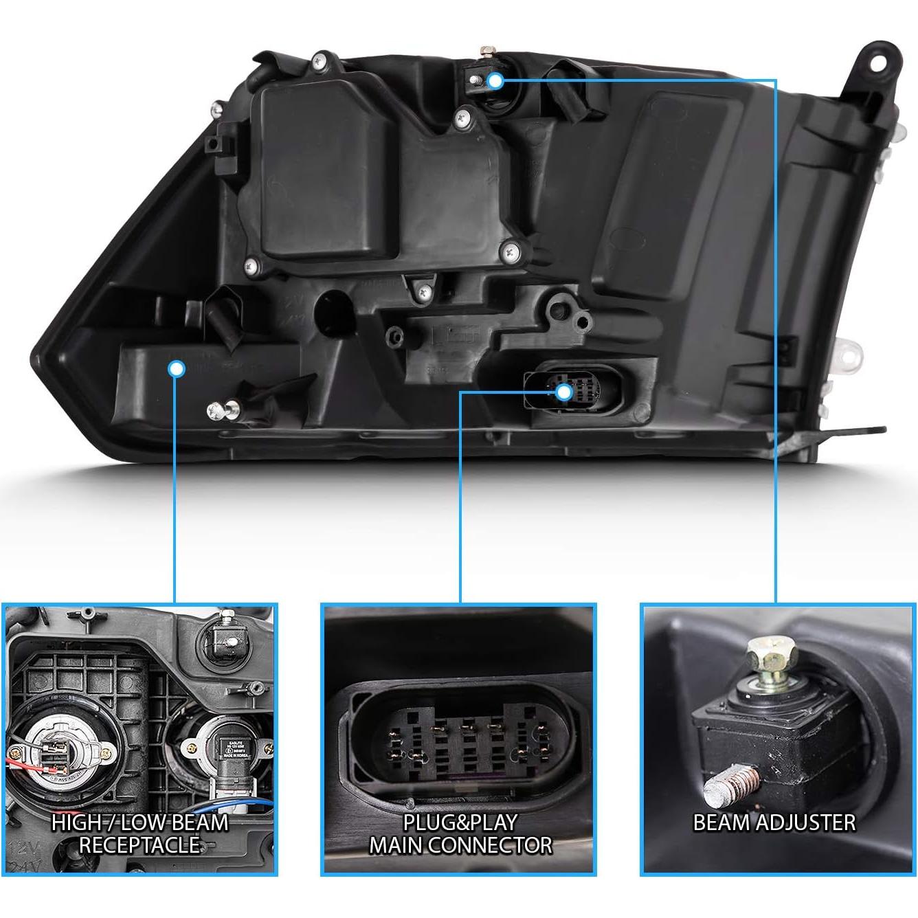 Conjunto de Faros Proyector AmeriLite para Dodge Ram 2009-2018