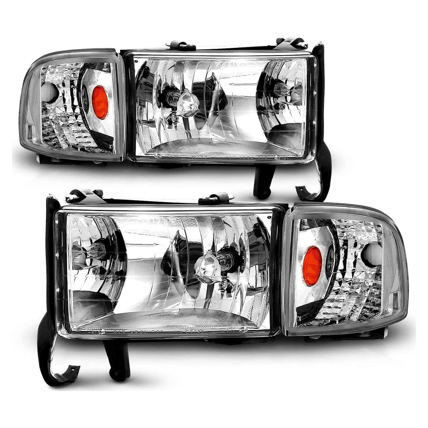 Faros de Cristal Cromados SPPC para Dodge Ram 1994-2001 (Par)