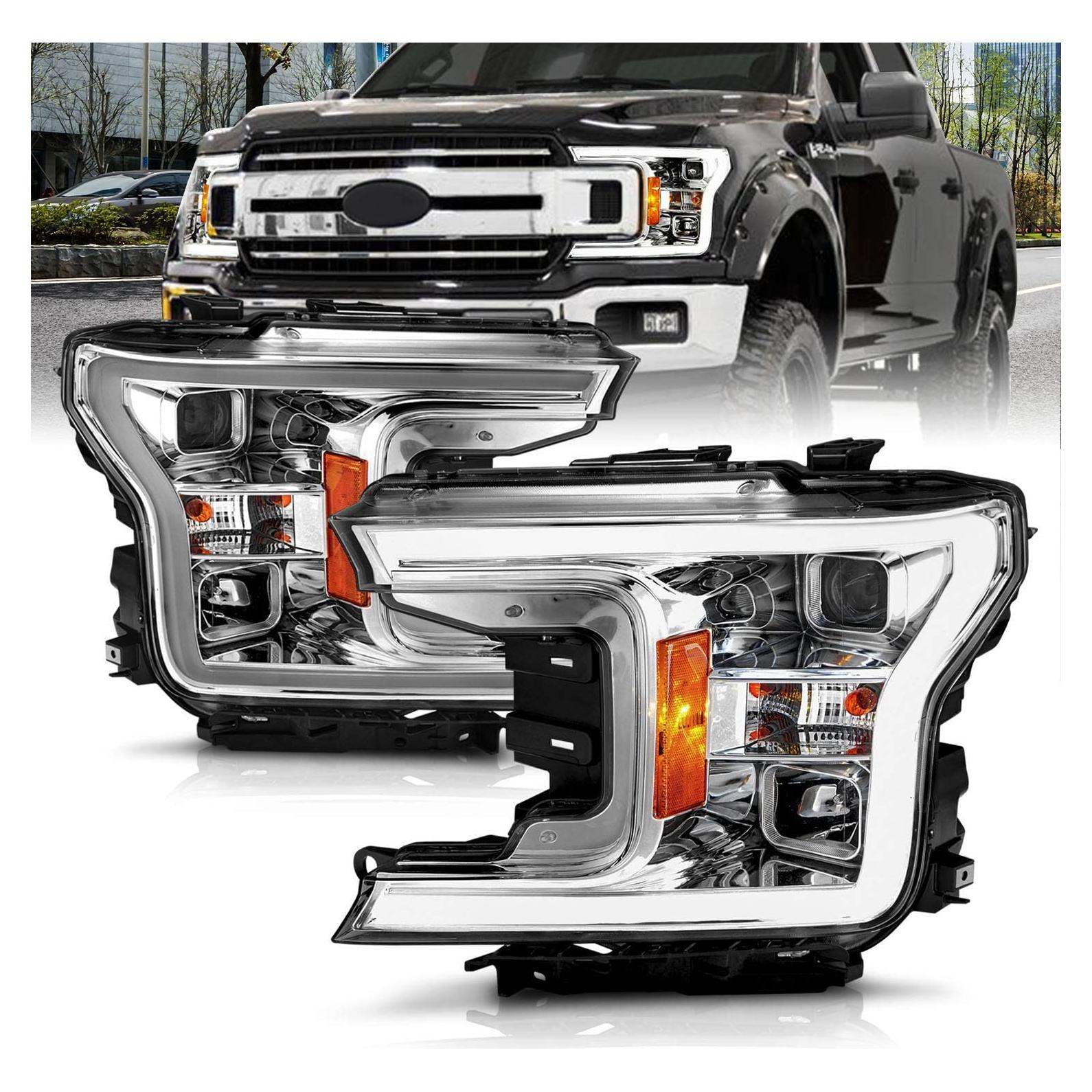 Faros Proyector Cuadrado AmeriLite Cromo para Ford F150 2018-2020