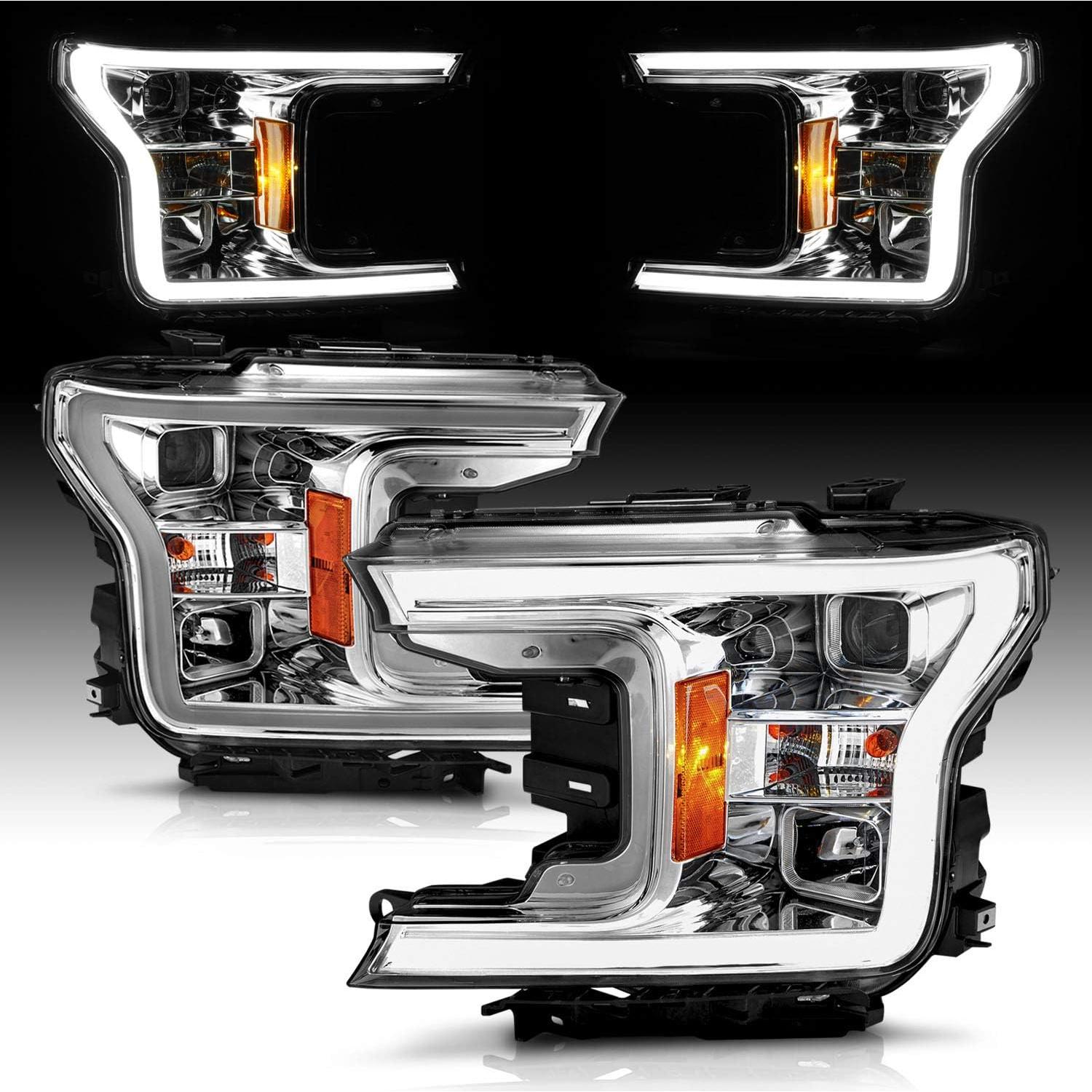 Faros Proyector Cuadrado AmeriLite Cromo para Ford F150 2018-2020