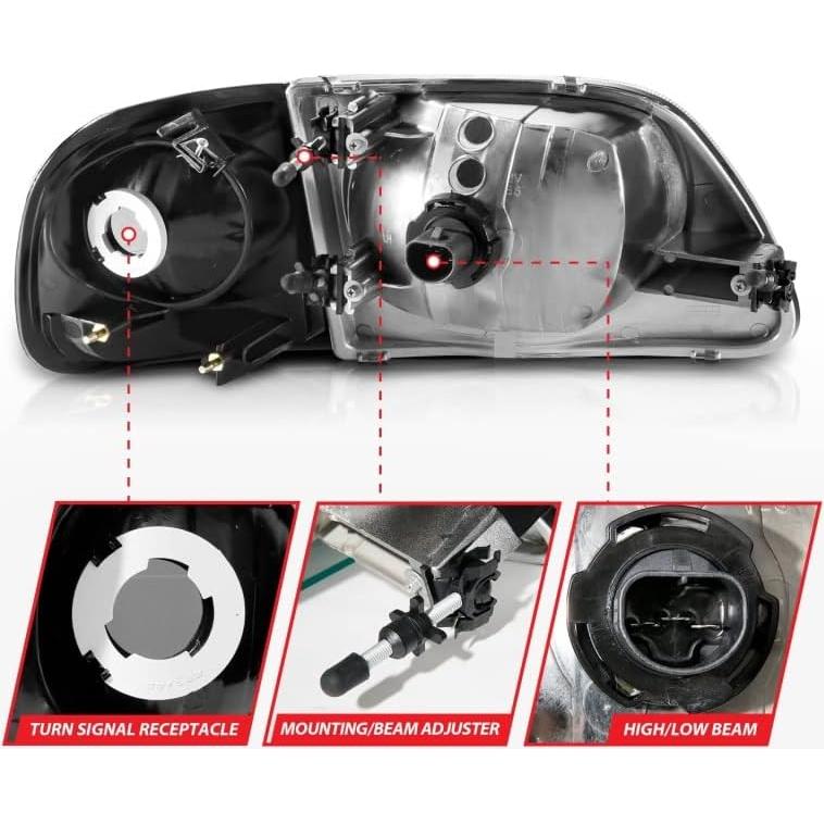 Faro Cristal Negro Anzo USA 111460 para Ford F-150 97-03