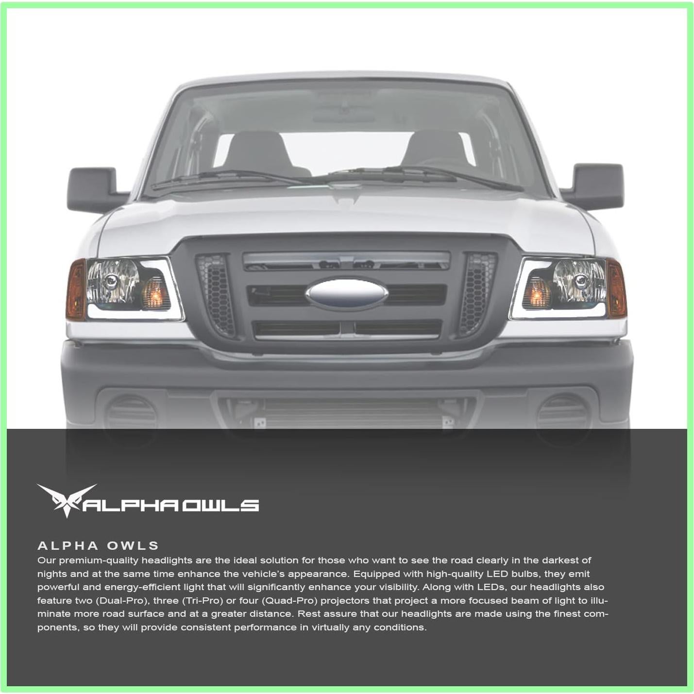 Faros de Cristal Alpha Owls 8719701 con LED y Señal - Ford Ranger 2001-2011