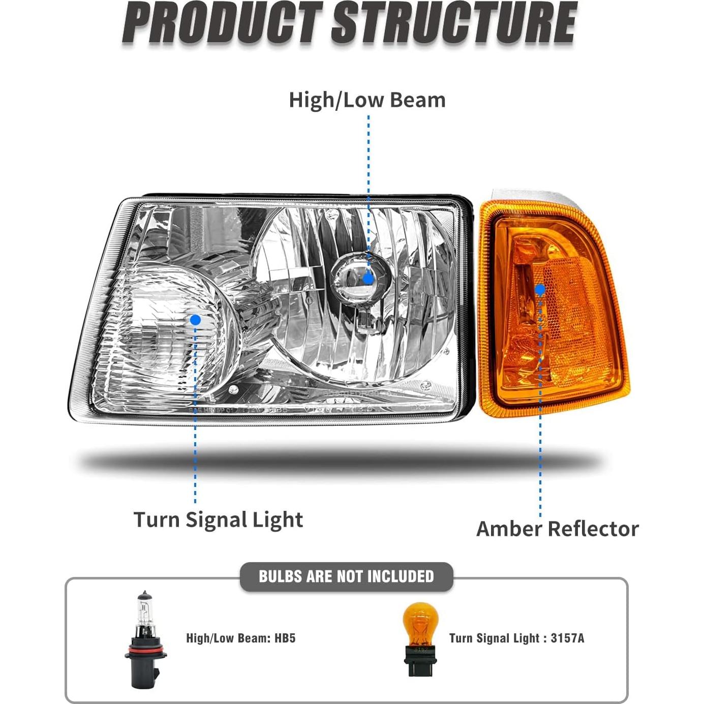 Faros para Ford Ranger 2001-2011 ADCARLIGHTS Lente Clara