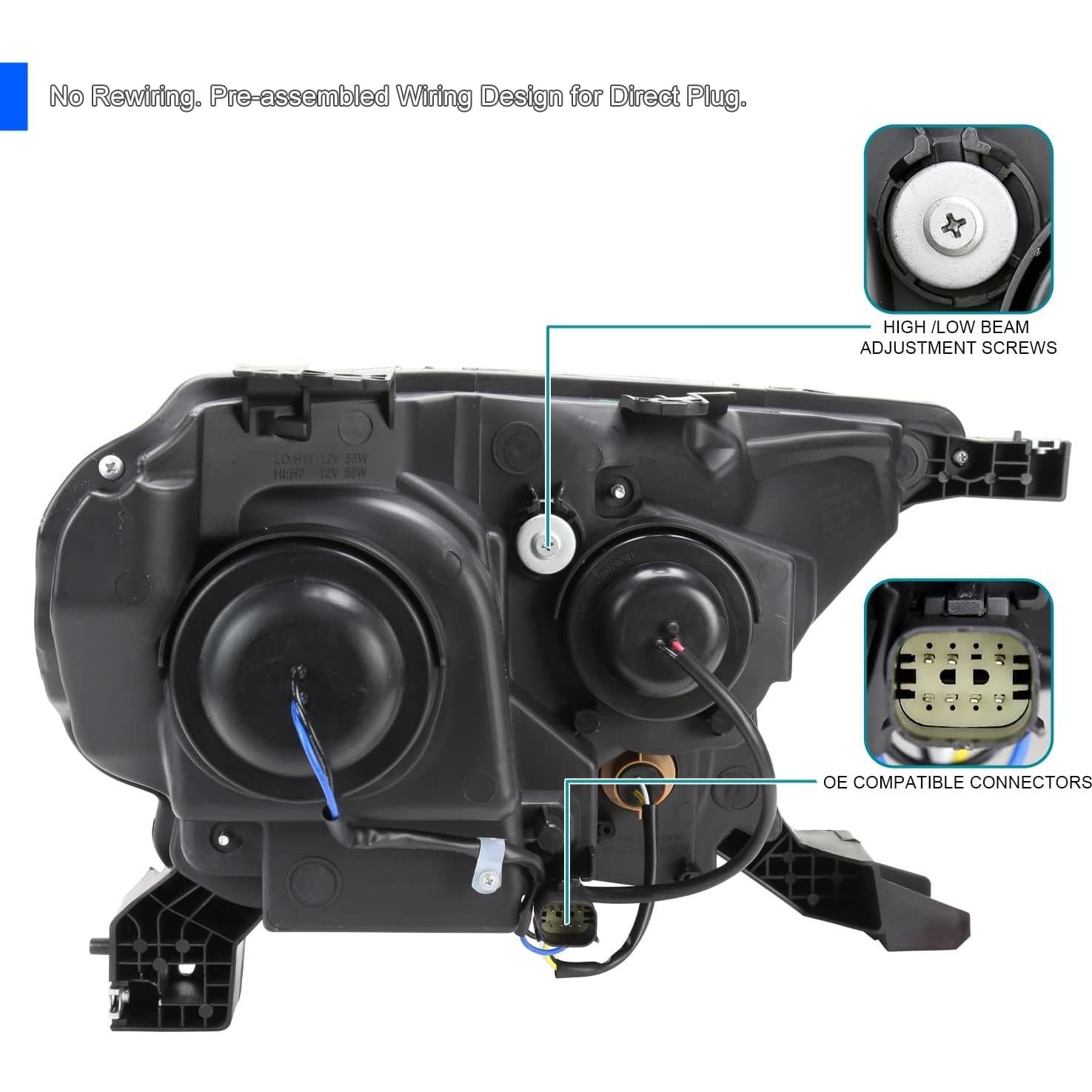 Faros Halógenos Cromados SPEC-D Tuning para Ford Ranger 2019-2022