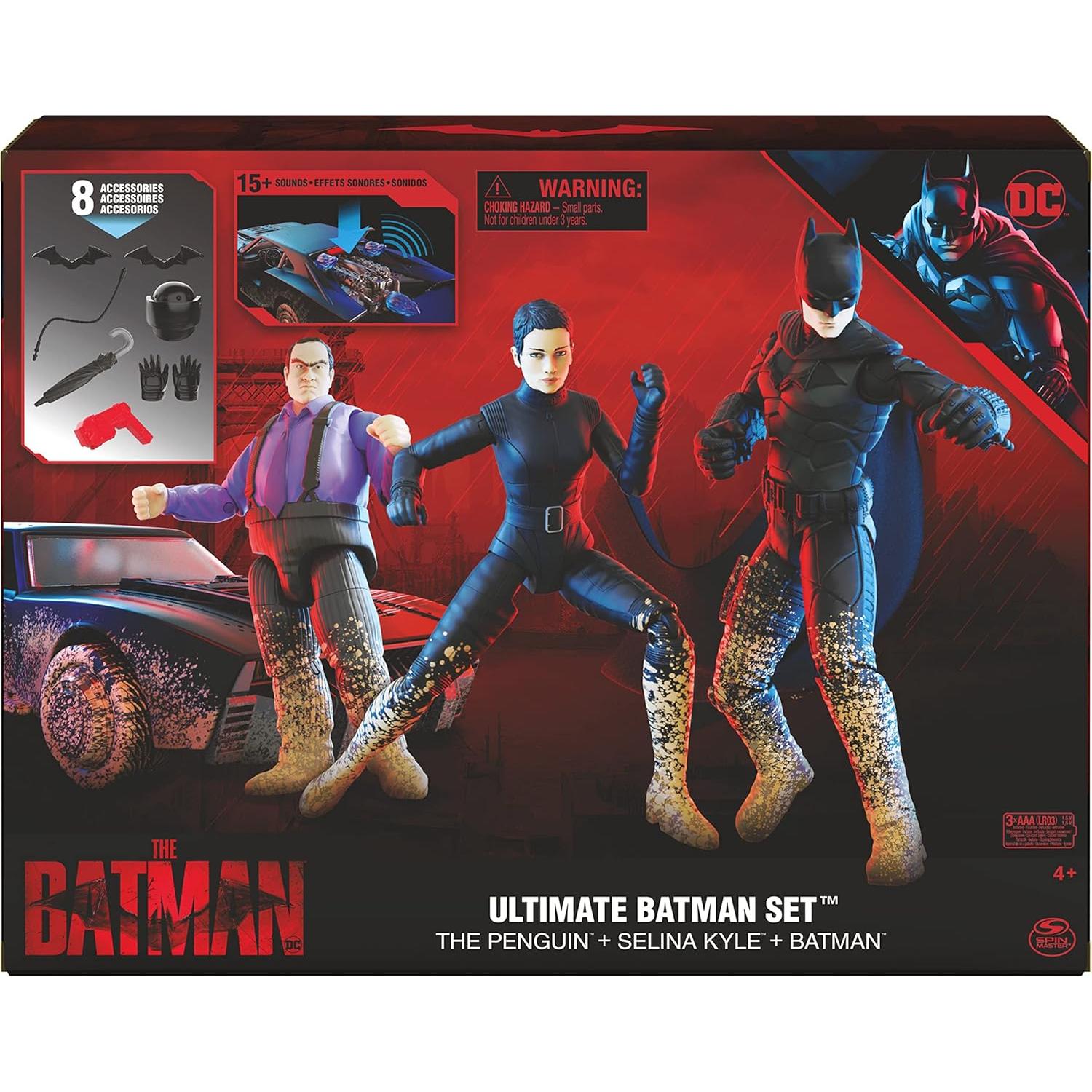 Conjunto Ultimate Batman Spin Master con 3 Figuras y Batmóvil
