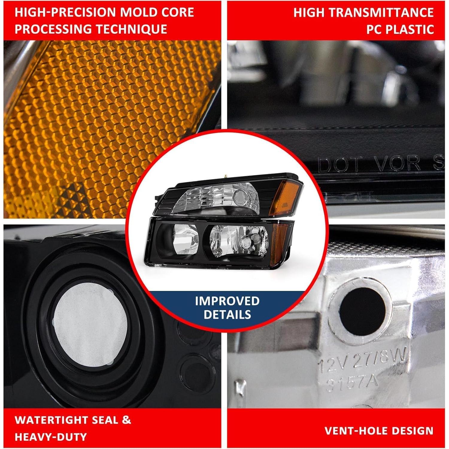 Faros Reemplazo OE ADCARLIGHTS para Chevy Avalanche 2002-2006