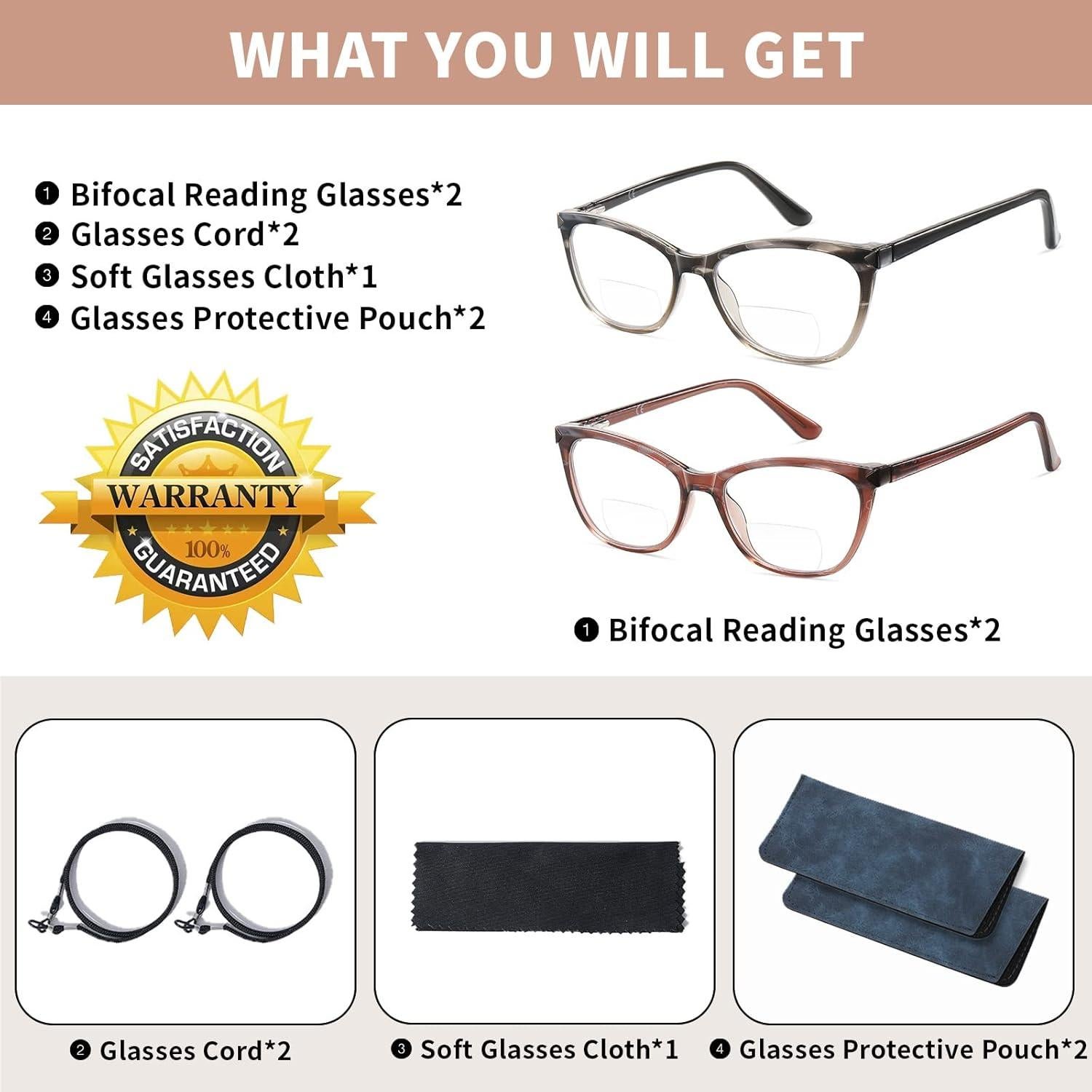 Gafas de lectura bifocales Kafirlo estilo gato 2.5D anti luz azul