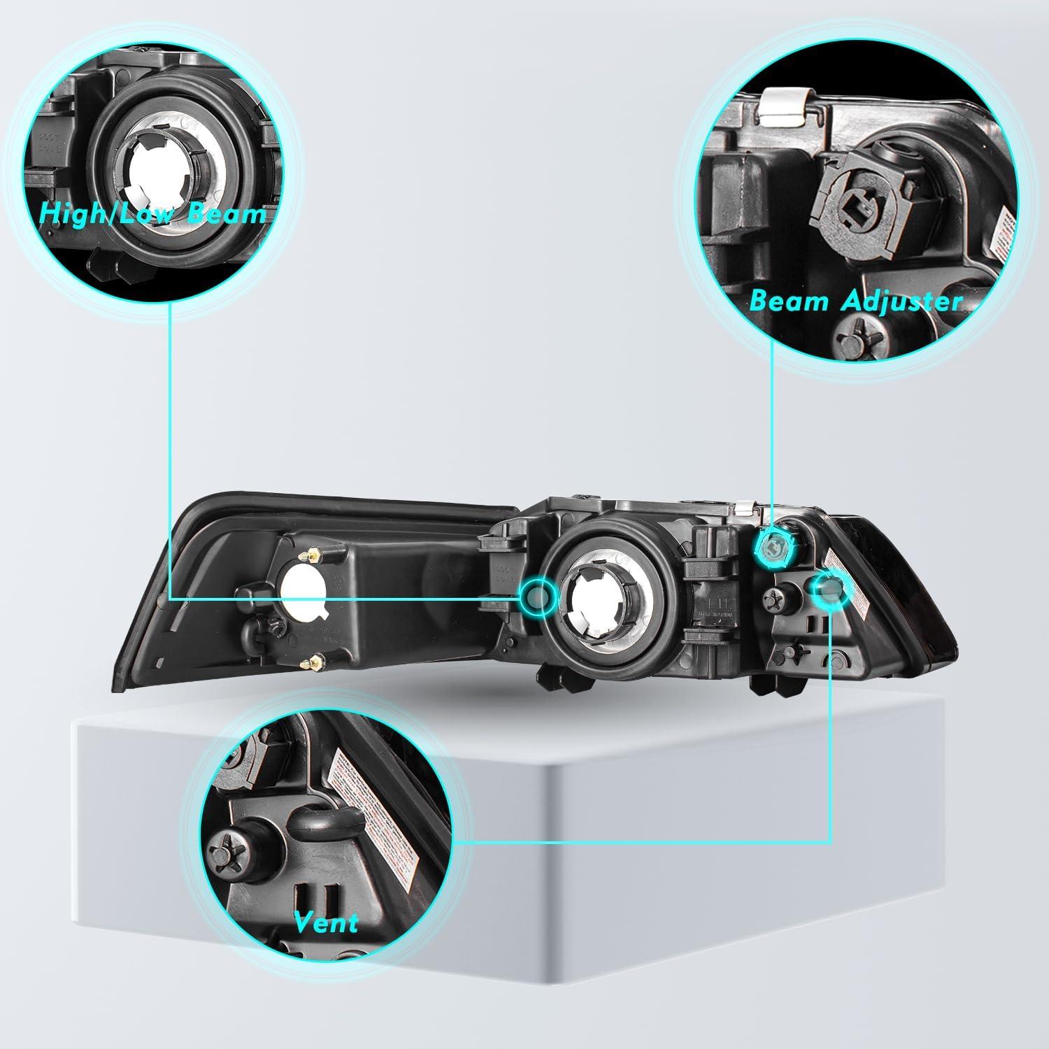 Conjunto de Faros TUSDAR para Ford Mustang 1999-2004 Halógenos