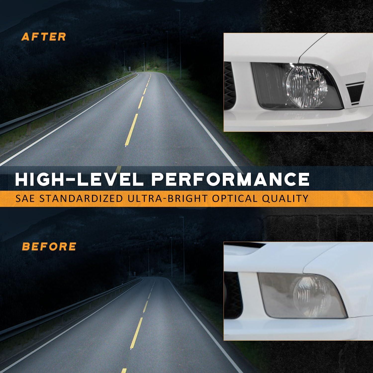 WEELMOTO Halogen Headlights Compatible with 2005-2009 Ford Mustang (Does NOT fit factory Xenon), Headlamp Replacement For 2005 2006 2007 2008 2009 Ford Mustang Headlight Assembly Black Housing