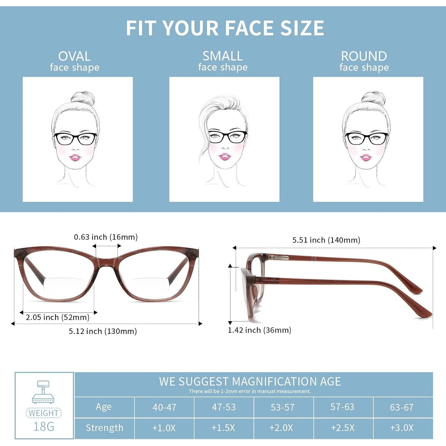 Gafas de lectura bifocales Kafirlo estilo gato 1.0D bloqueo luz azul