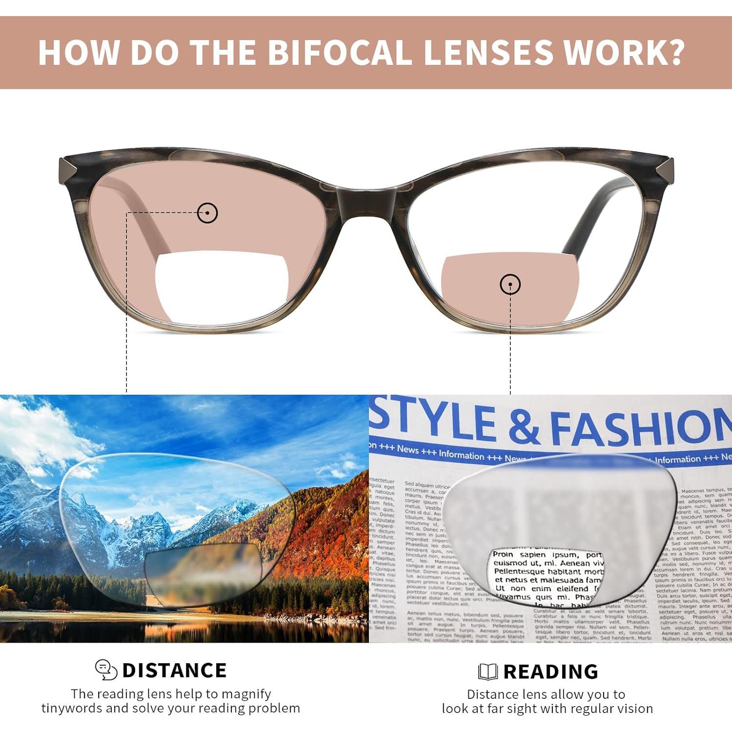 Gafas de lectura bifocales Kafirlo estilo gato 1.0D anti-luz azul