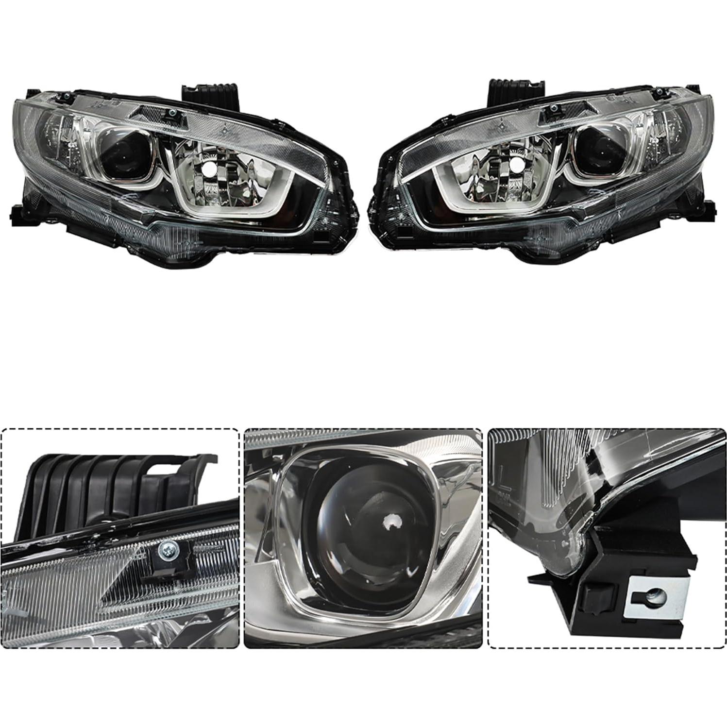 Conjunto de Faros Halógenos Thomletha para Honda Civic 2016-2020