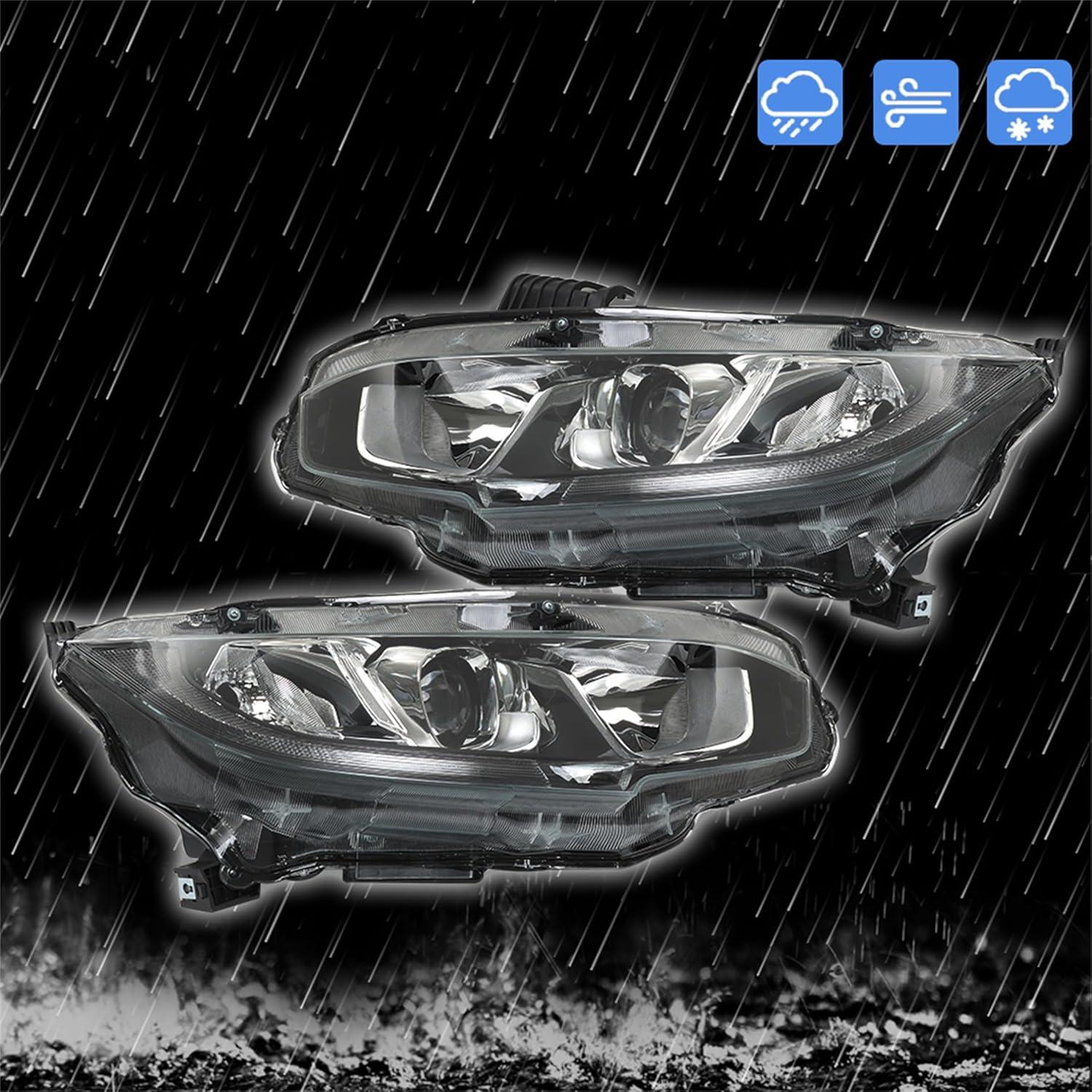 Conjunto de Faros Halógenos Thomletha para Honda Civic 2016-2020