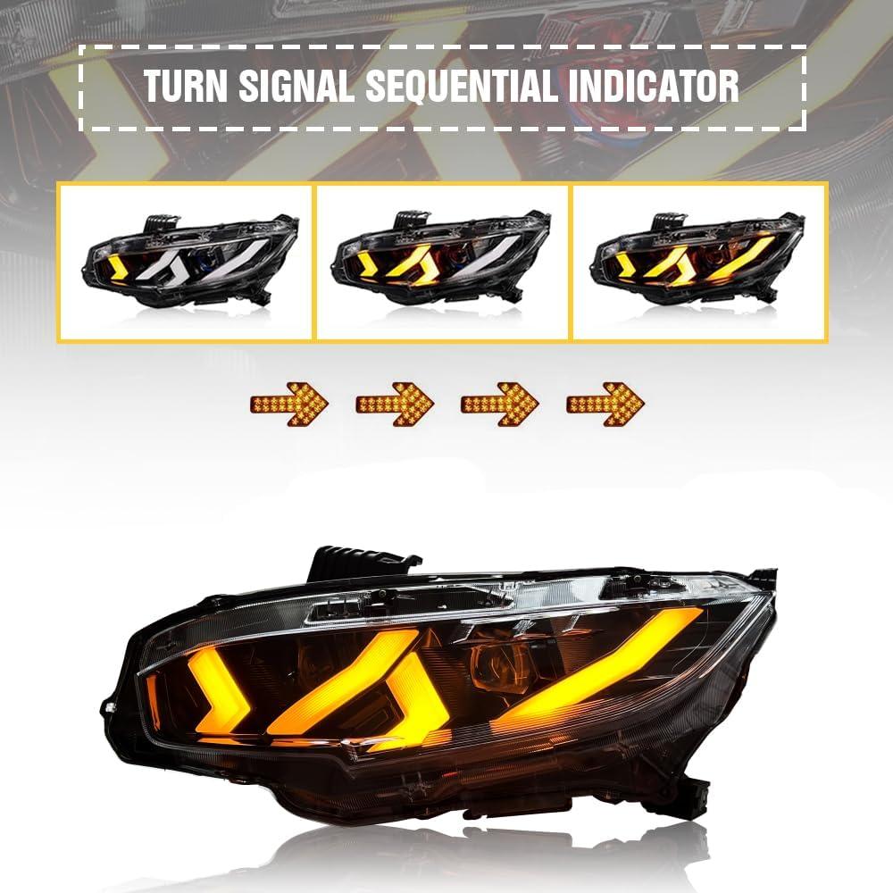 Lámpara Frontal T T-ABC Blanca para Honda Civic 2016-2021