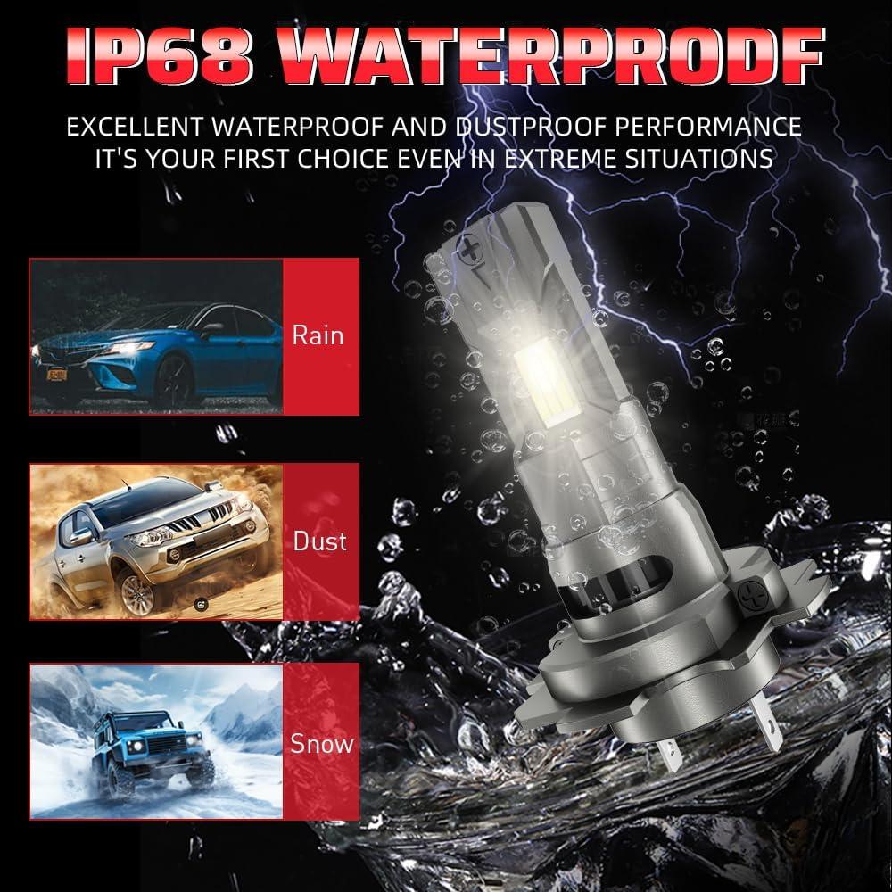 Bombillas H7 PCKXAZL para Mercedes-Benz C250 C300 C350 - 600% Brillantes, 60000 Horas Vida Útil, IP68