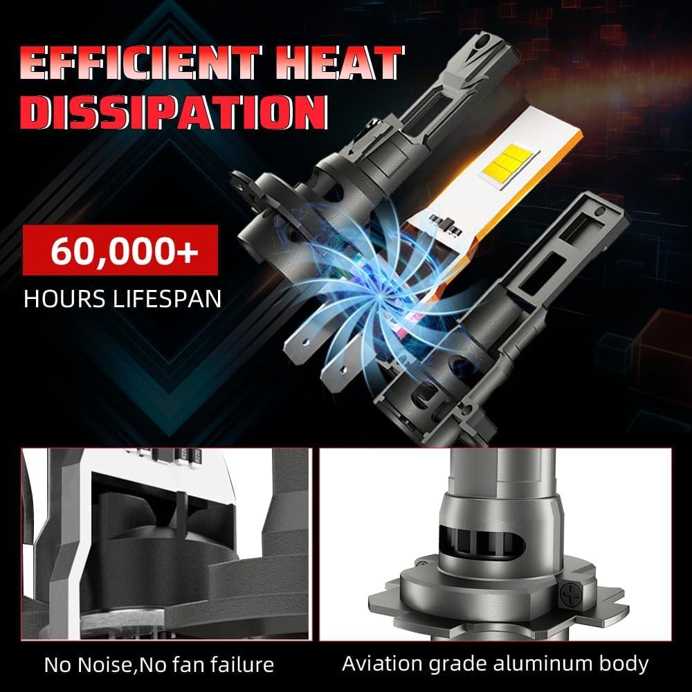 Bombillas H7 PCKXAZL para Mercedes-Benz C250 C300 C350 - 600% Brillantes, 60000 Horas Vida Útil, IP68