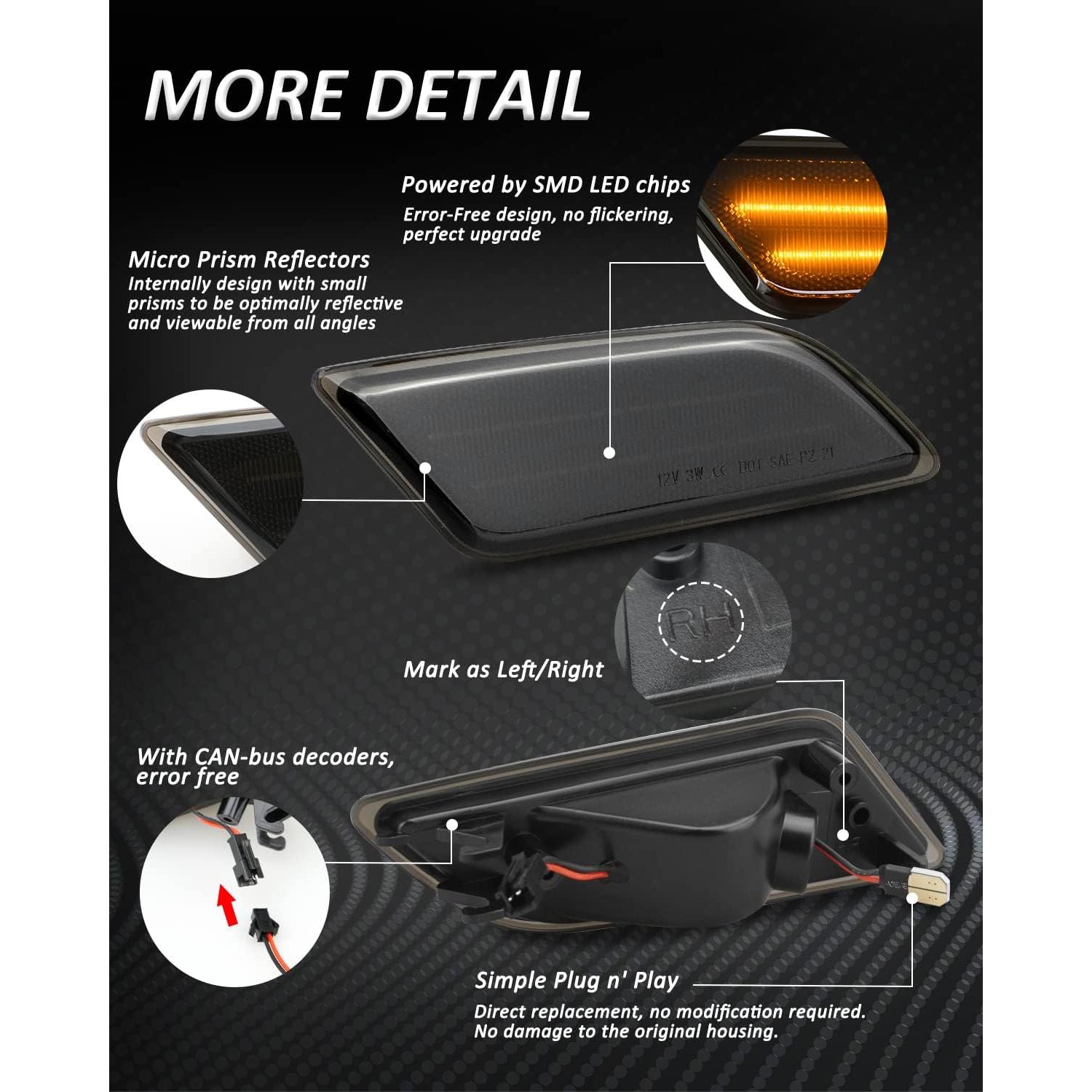 Luces LED Marcador Lateral Bestview para Mercedes Benz W204 2012-2014