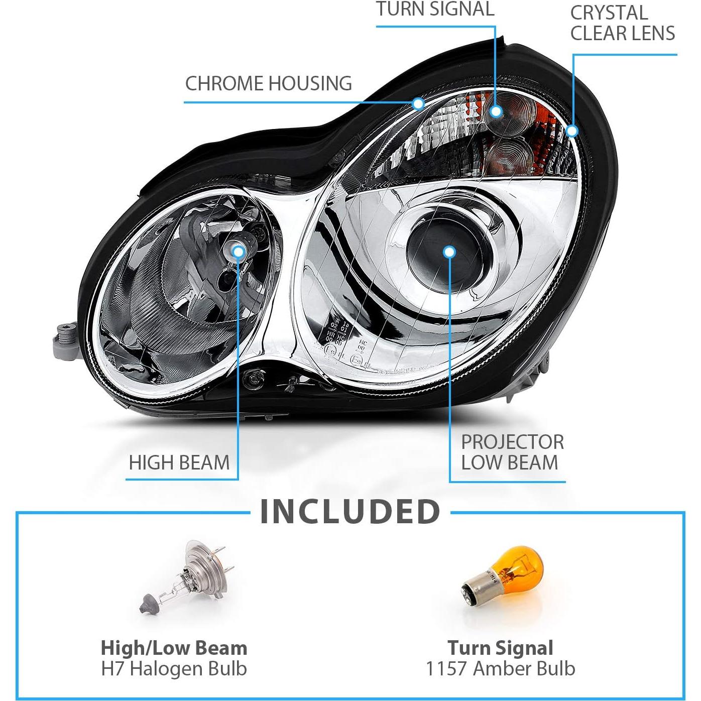 Faros Halógenos AmeriLite para Mercedes-Benz W203 2001-2007