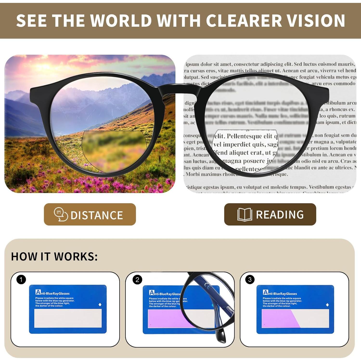 Gafas de lectura bifocales Kafirlo con bloqueo luz azul 3.0D