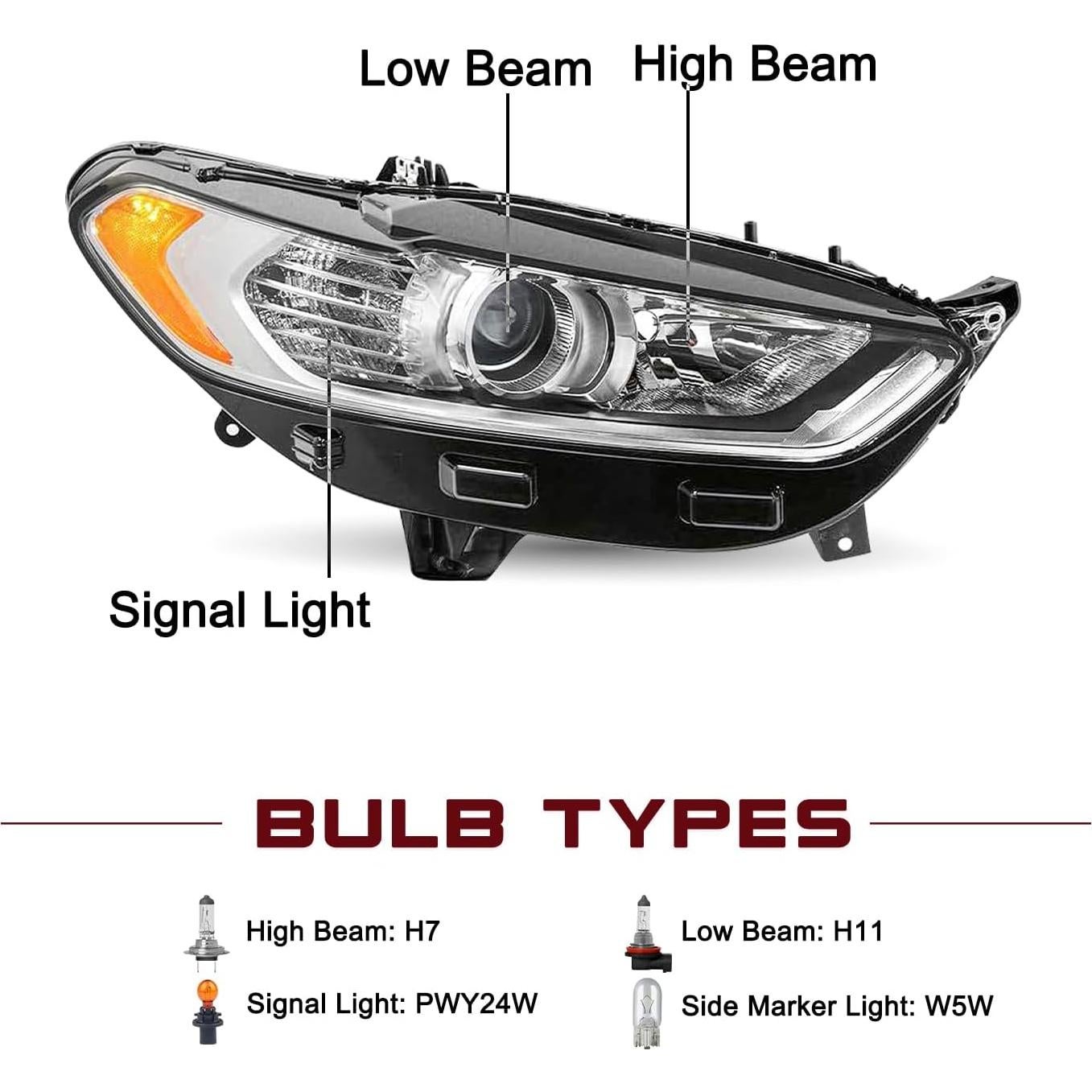 Faros Proyector Cromado JSBOYAT para Ford Fusion 2013-2016