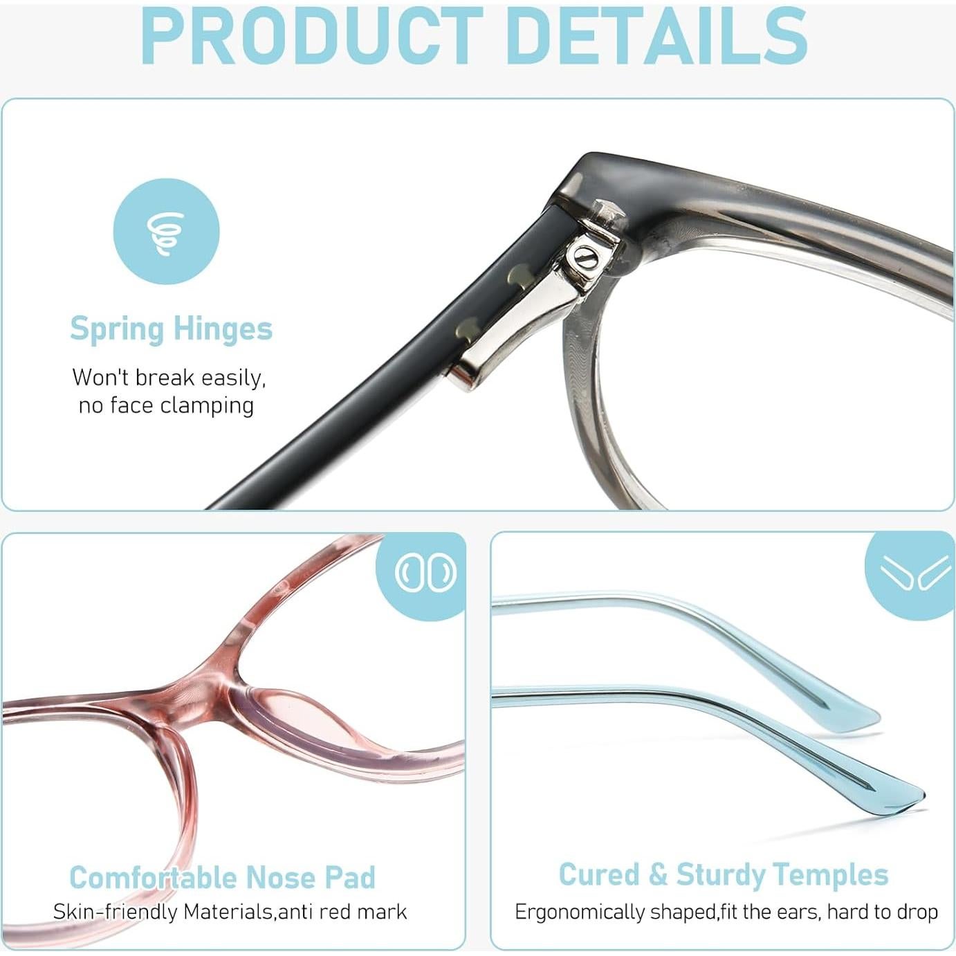 Gafas de lectura Kafirlo ojo de gato 3 pares bloqueo luz azul