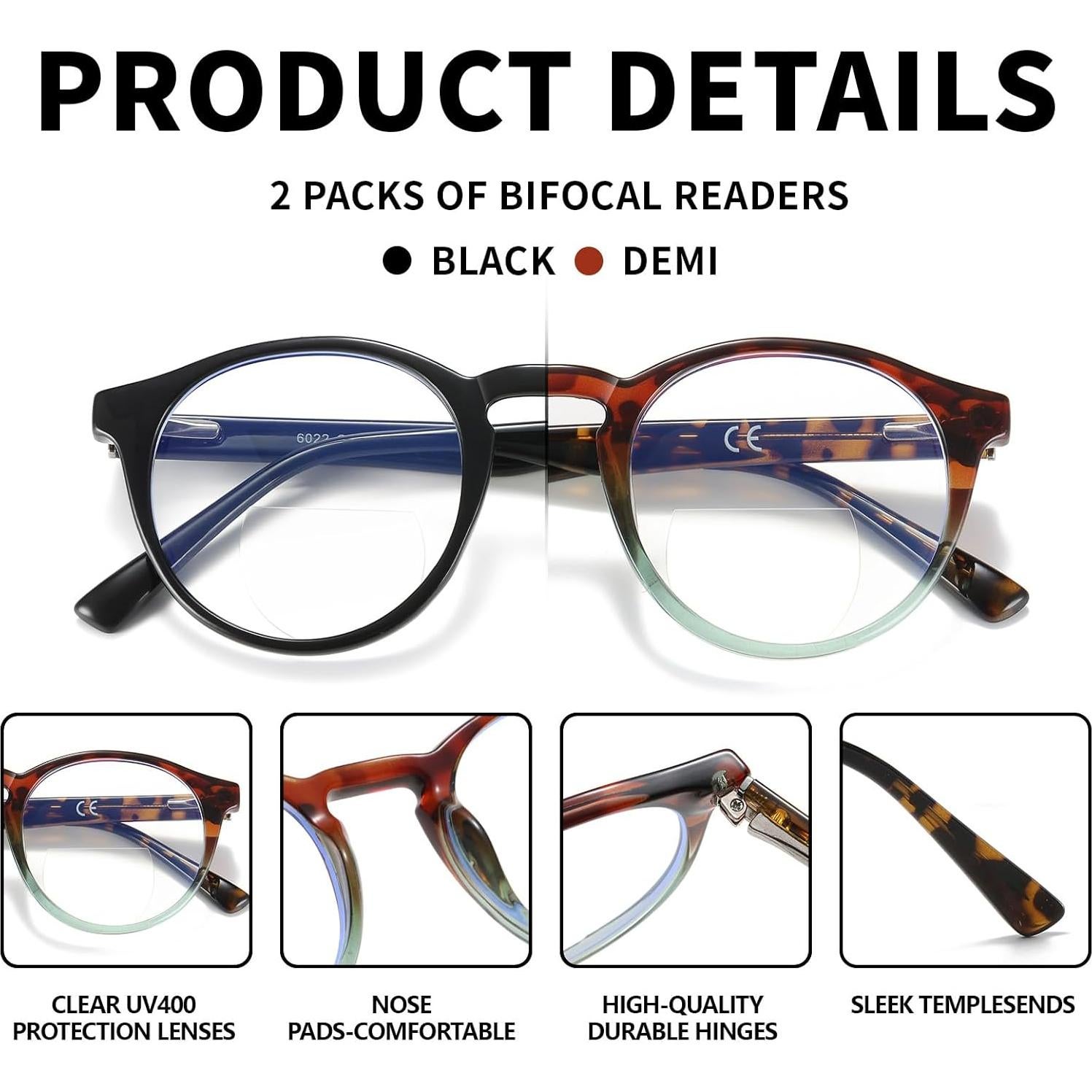 Gafas de lectura bifocales Kafirlo con bloqueo luz azul 1.5D