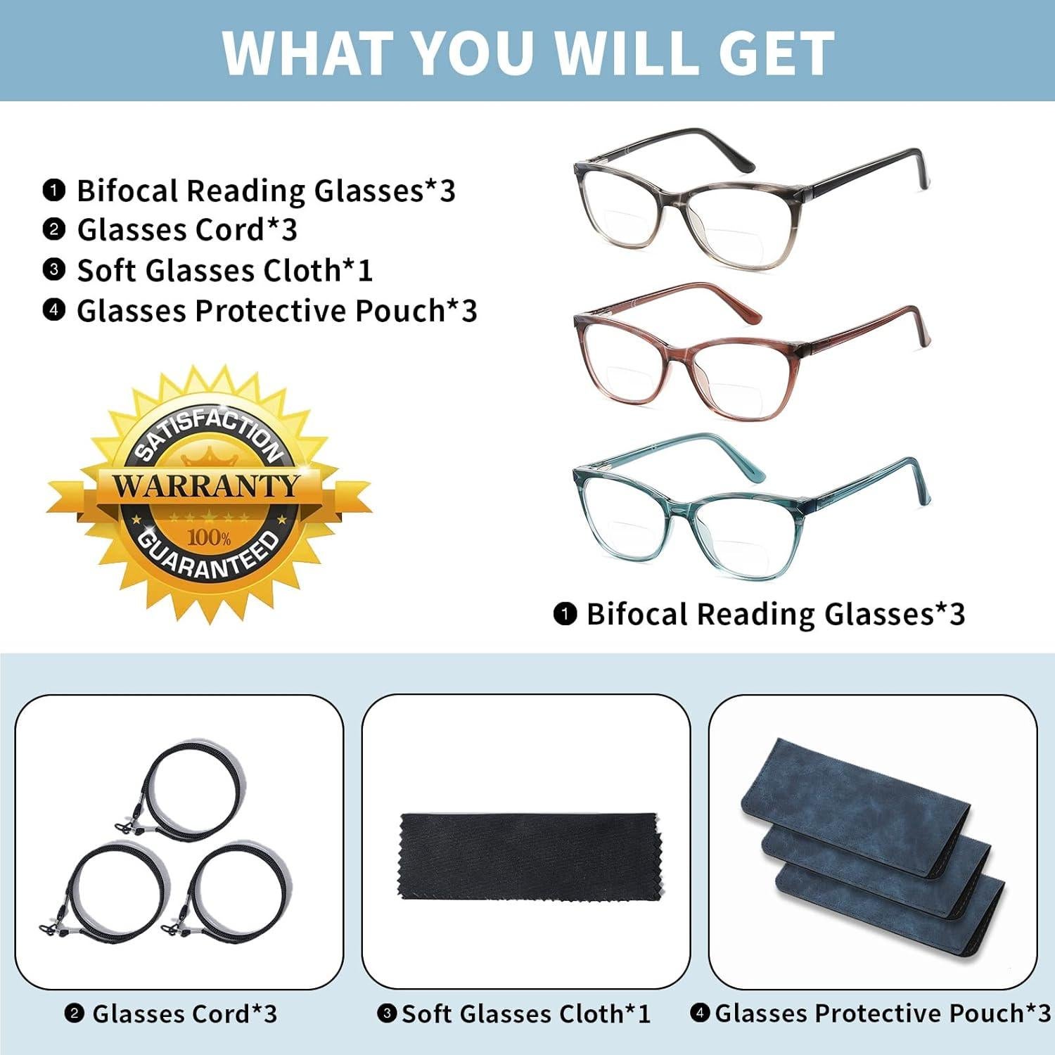 Gafas de lectura bifocales Kafirlo 1.25D bloqueo luz azul