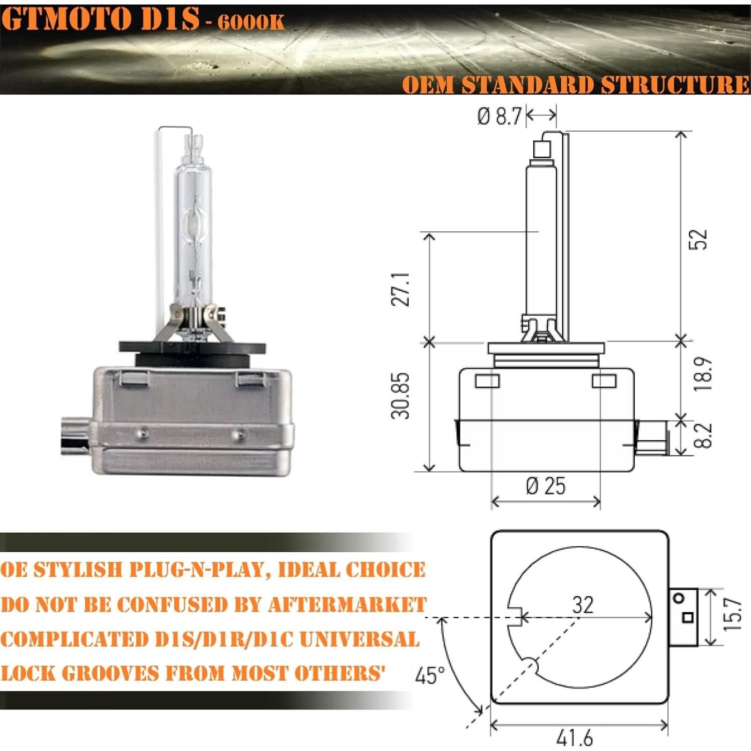 Bombillas D1S Xenón HID GTMOTO 6000K para Porsche Cayenne