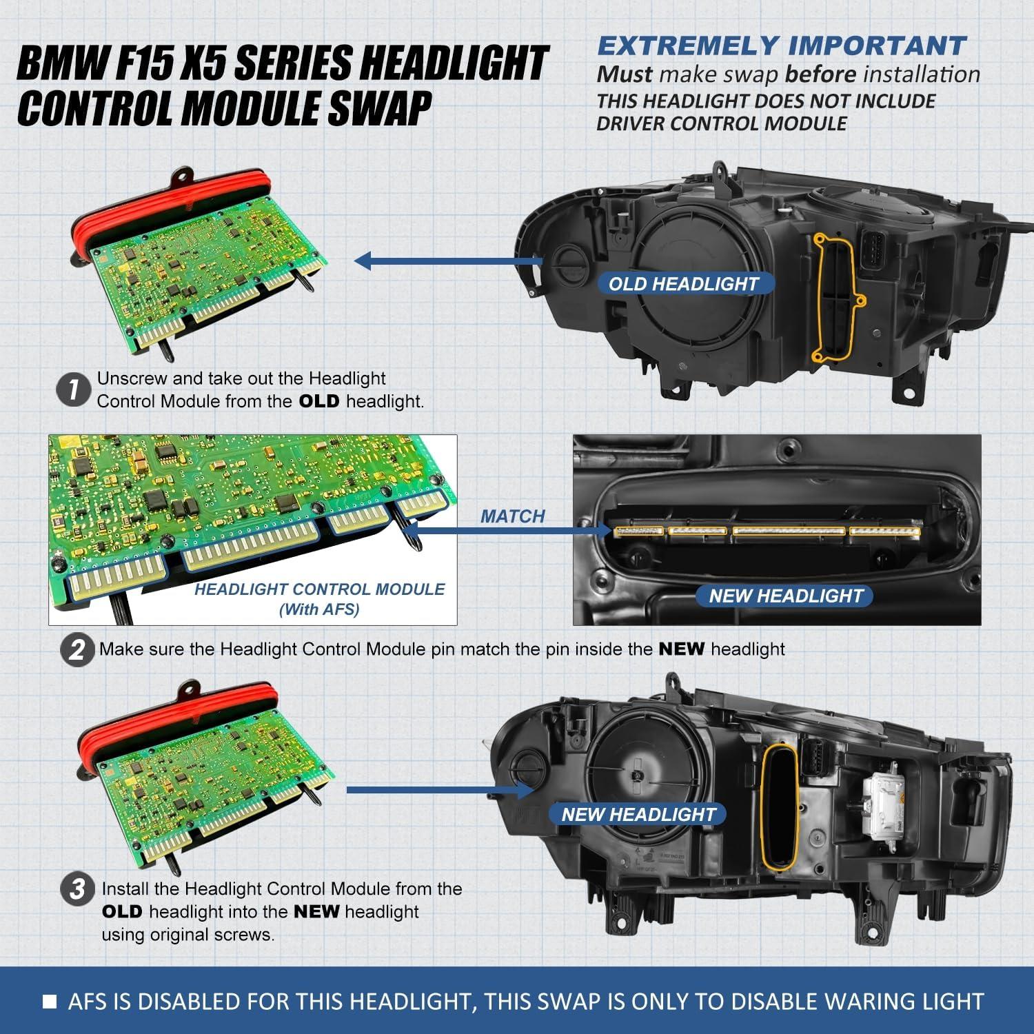 Faro HID Auto Dynasty para BMW X5 2014-2018, LED DRL U-Halo