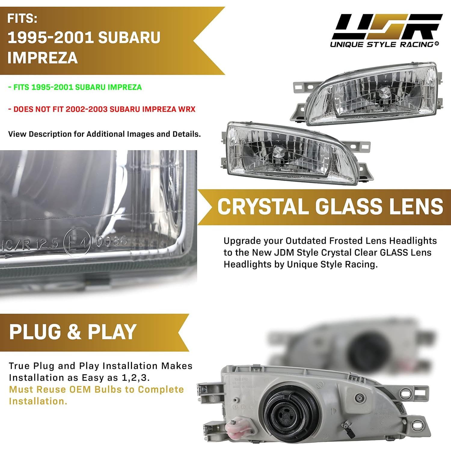 Conjunto de Faros de Cristal Claro USR para Subaru Impreza 95-01