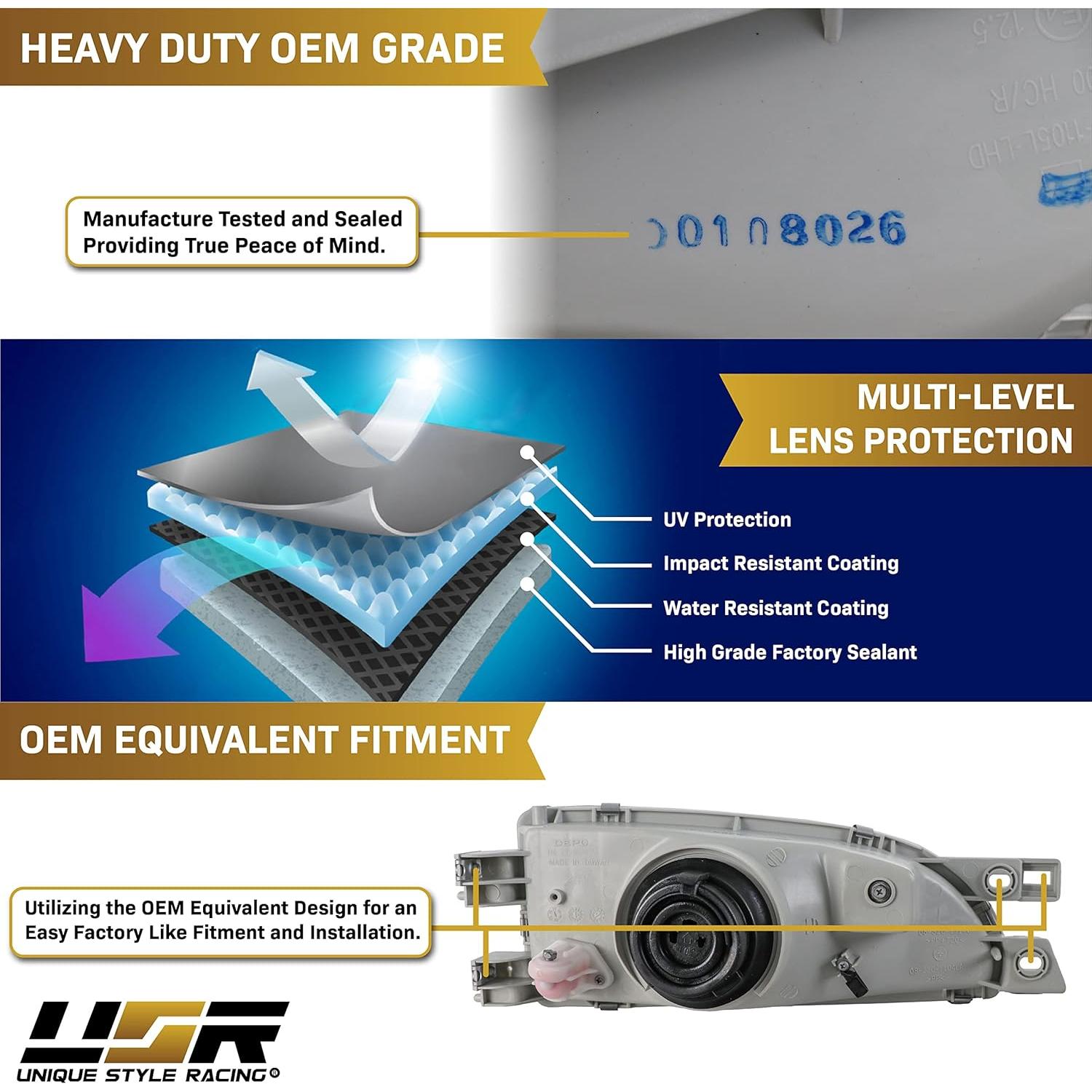 Conjunto de Faros de Cristal Claro USR para Subaru Impreza 95-01