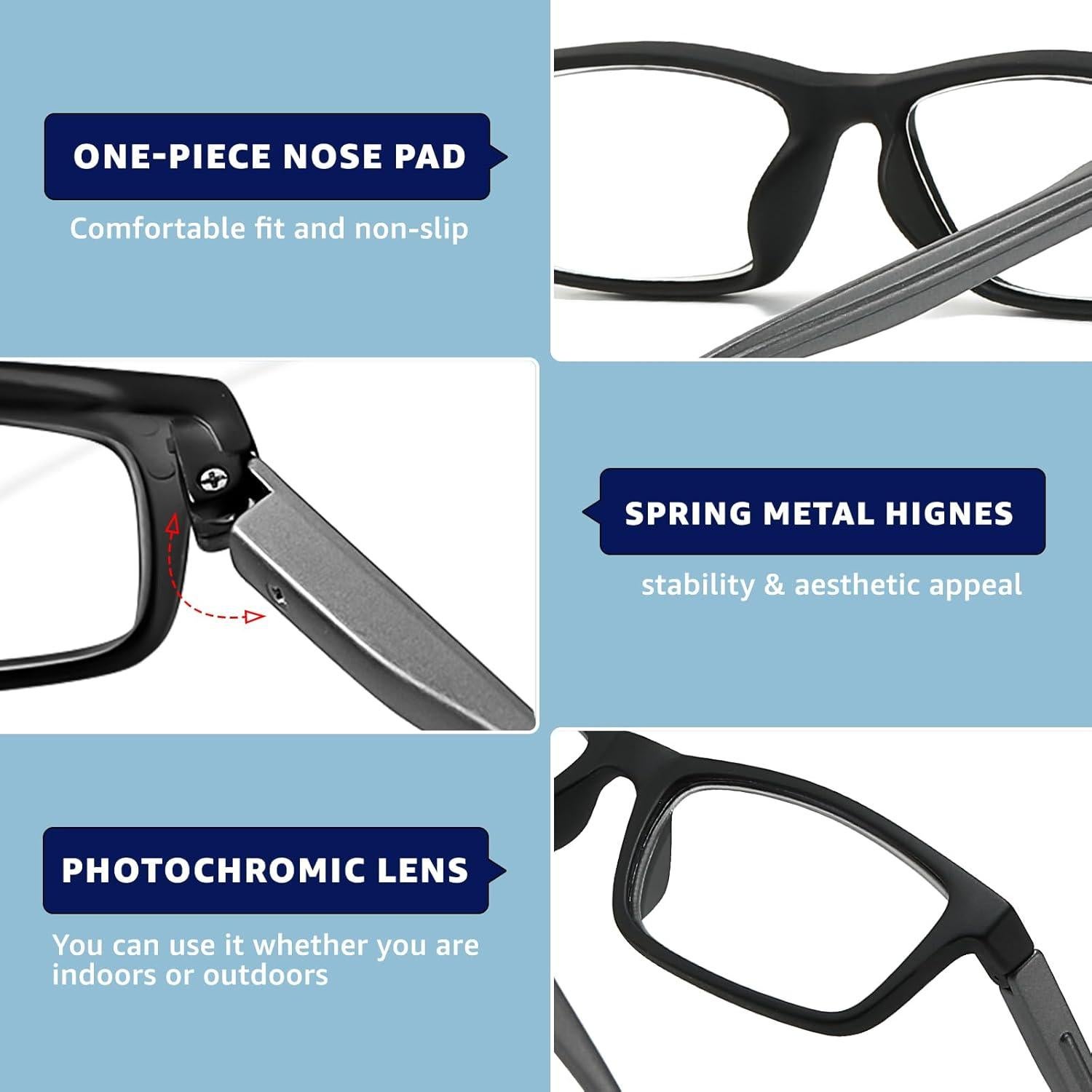 Gafas de lectura fotocromáticas LVIOE progresivas UV 1.0x