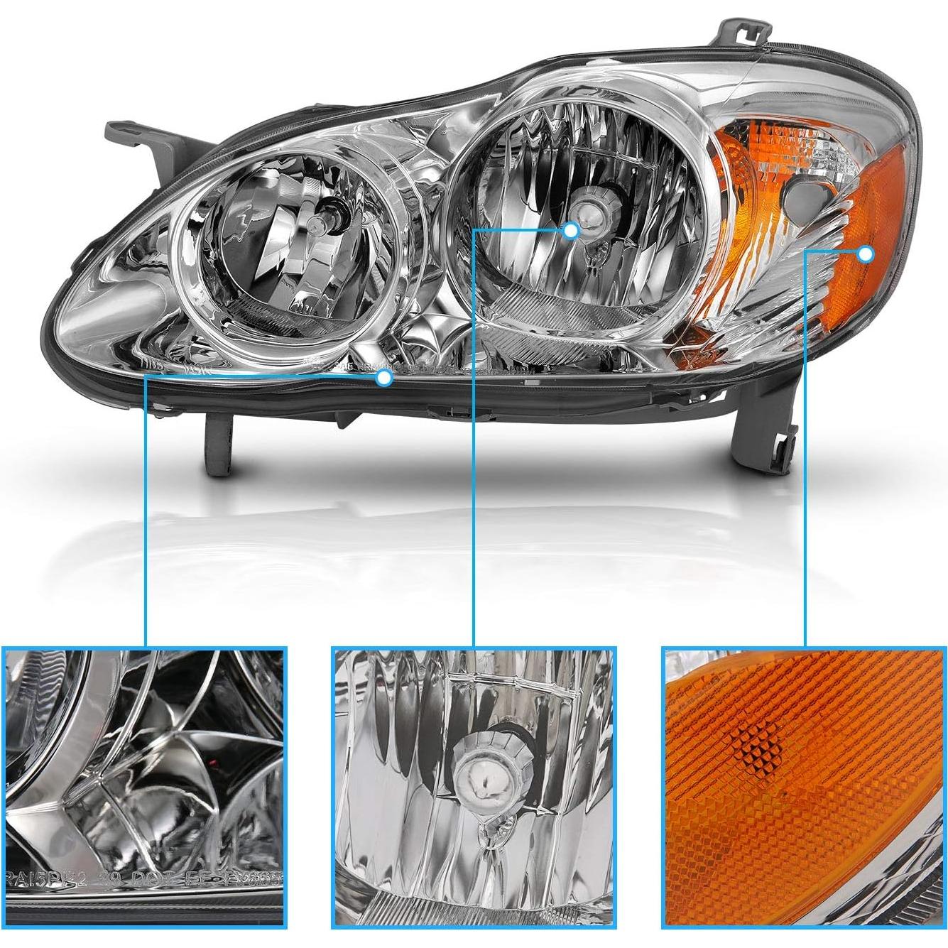 Faros Halógenos AmeriLite para Toyota Corolla 2003-2008