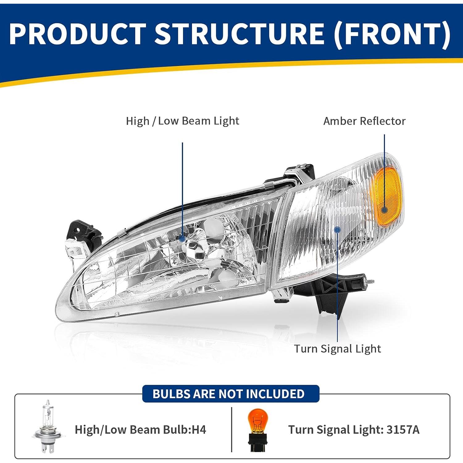 Conjunto de Faros AUTOSAVER88 para Corolla 1998-2000, Lente Claro