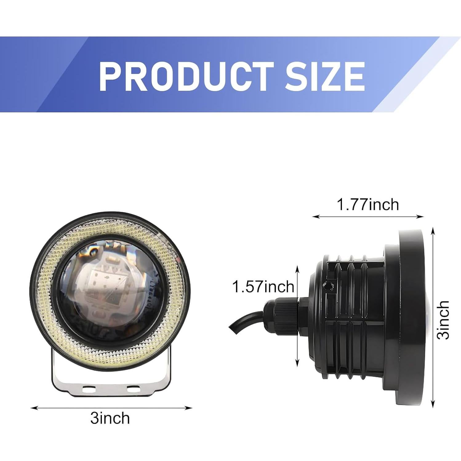 Luz de Niebla LED Angel Eye Dogary 2 PCS 3" Blanca