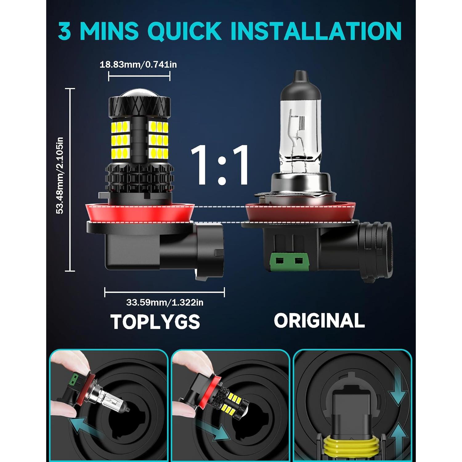 Bombillas de Niebla TOPLYGS para Honda Accord 2006-2022, 10000 Lúmenes