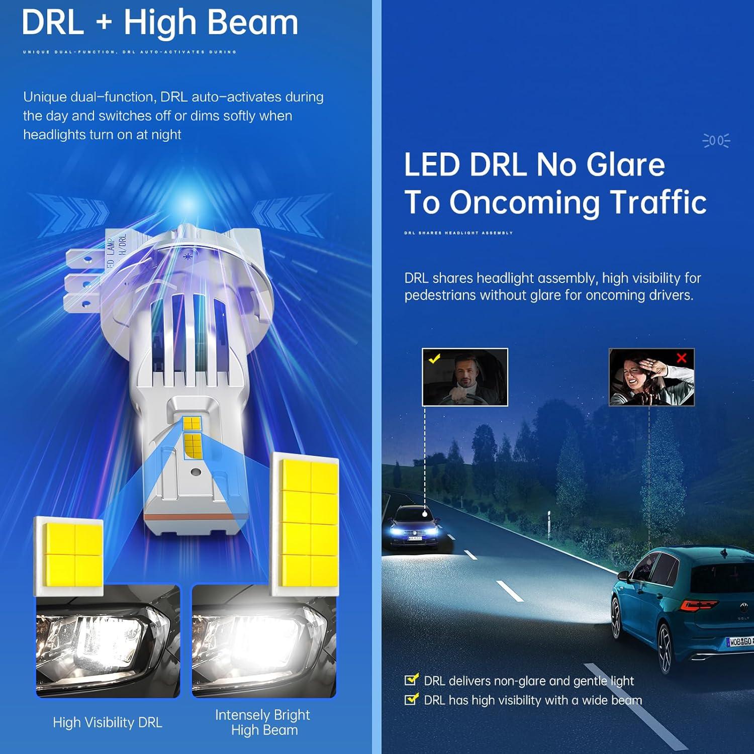 Faros LED ECAHAYAKU H15 Luz Alta 9000LM 6000K para VW