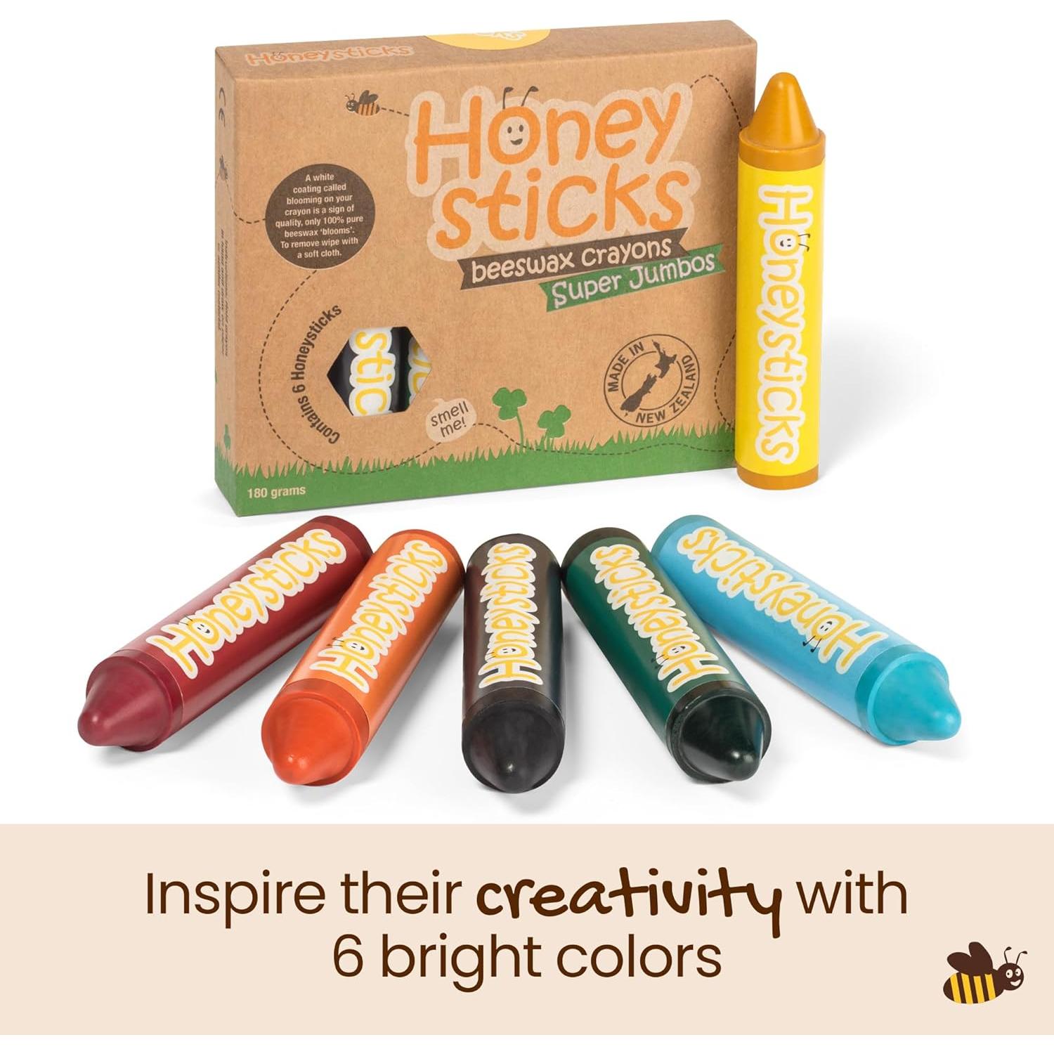 Crayones Jumbo Honeysticks 6 Colores Ecológicos 100% Cera