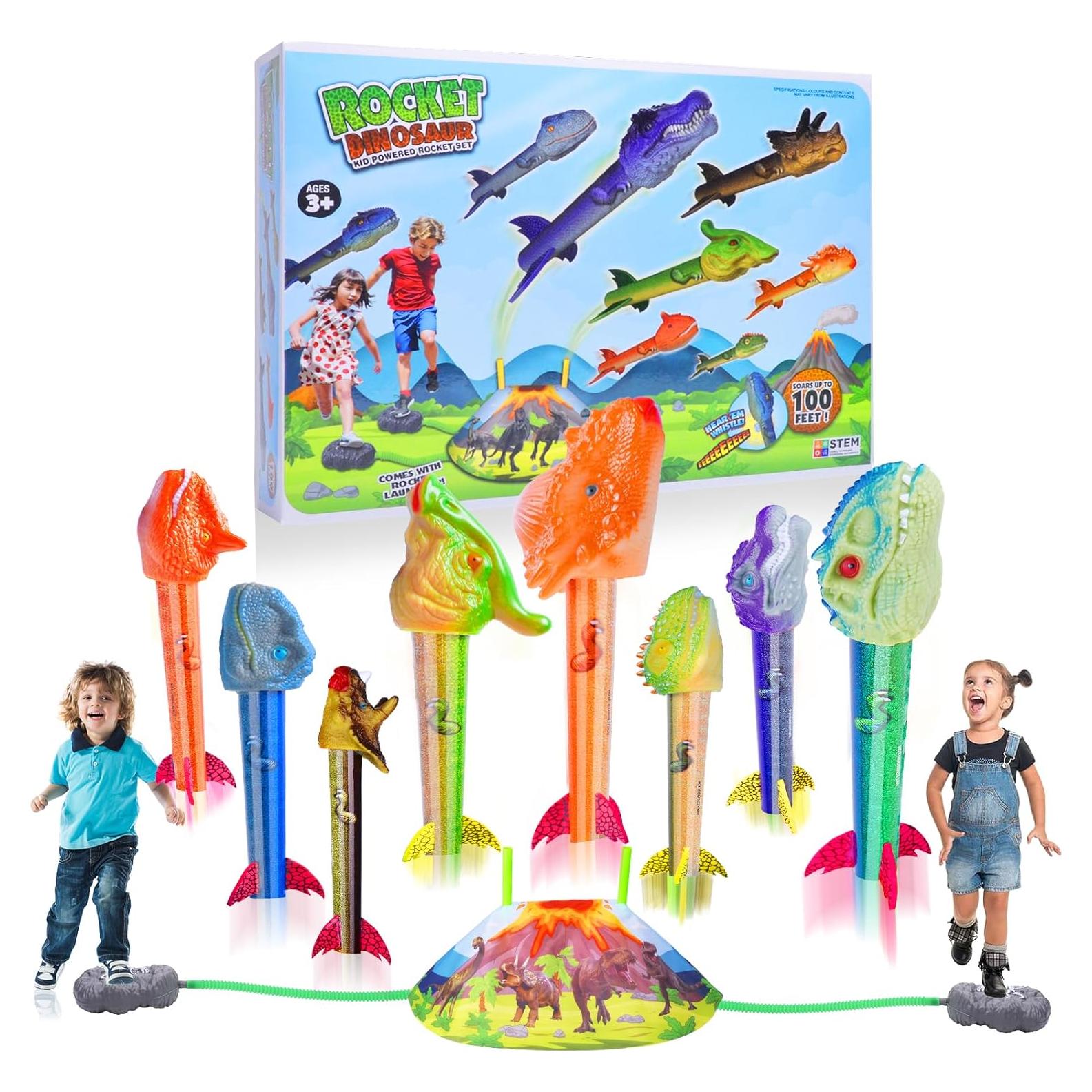 Lanzador de Cohetes Gizzjoy Doble Dinosaurio 8 Cohetes 30,48 m