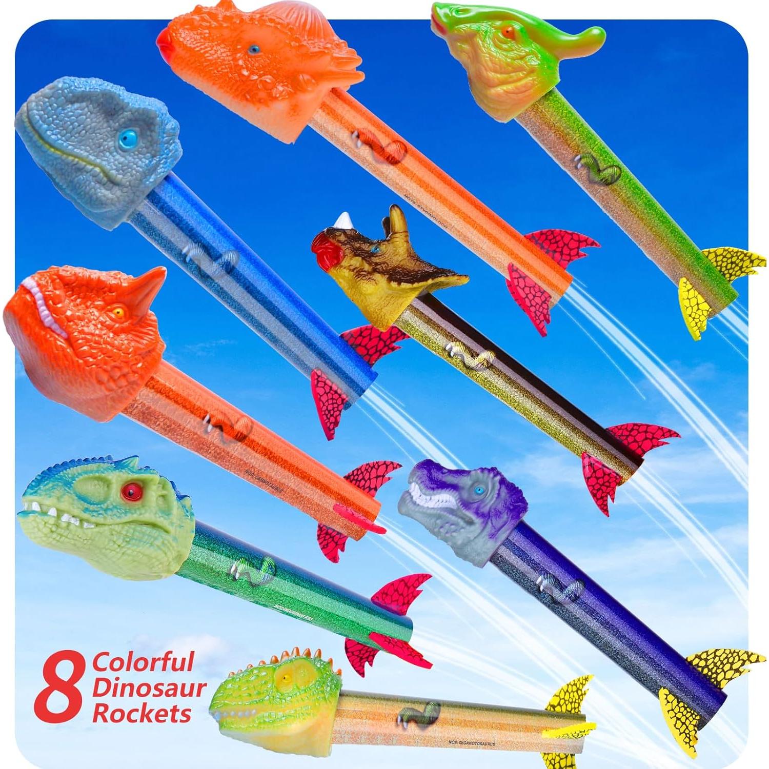 Lanzador de Cohetes Gizzjoy Doble Dinosaurio 8 Cohetes 30,48 m