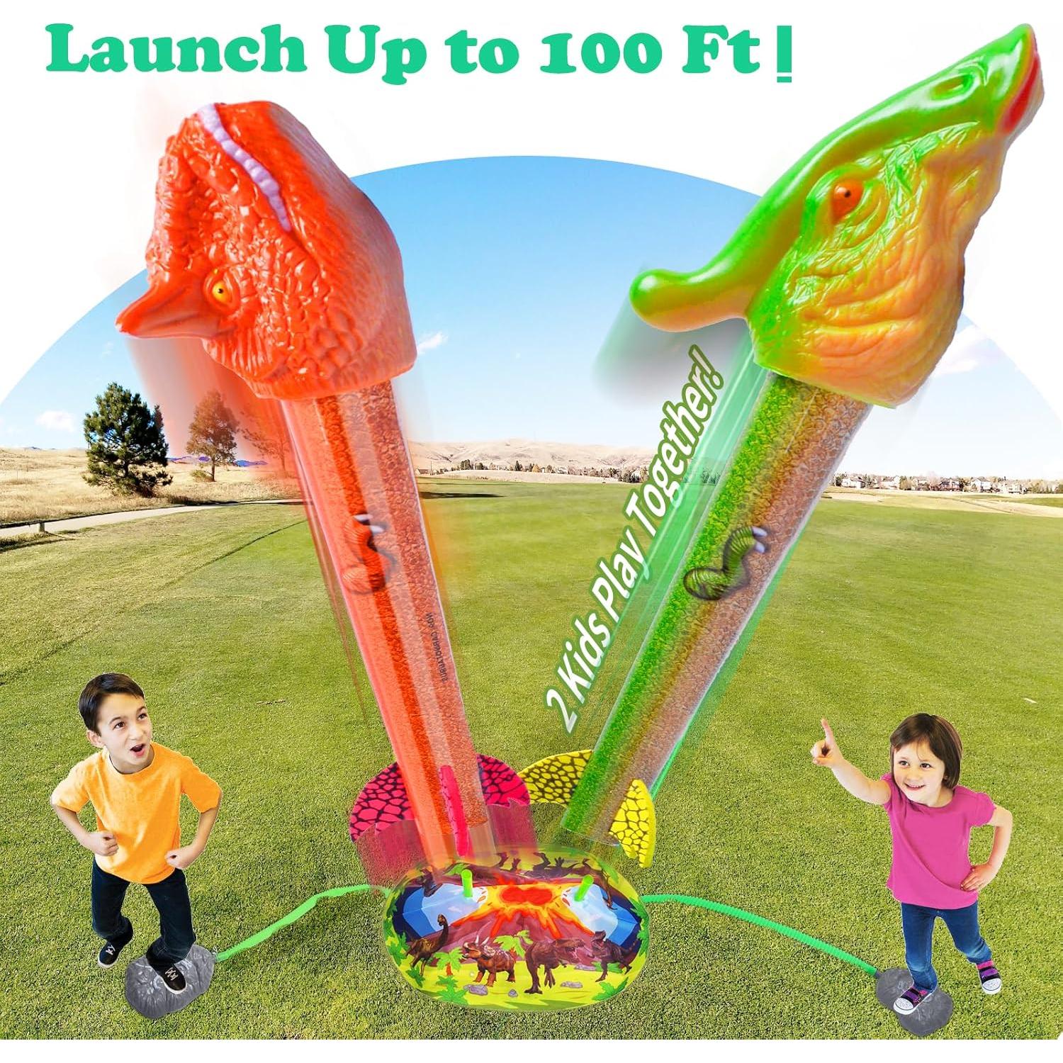 Lanzador de Cohetes Gizzjoy Doble Dinosaurio 8 Cohetes 30,48 m