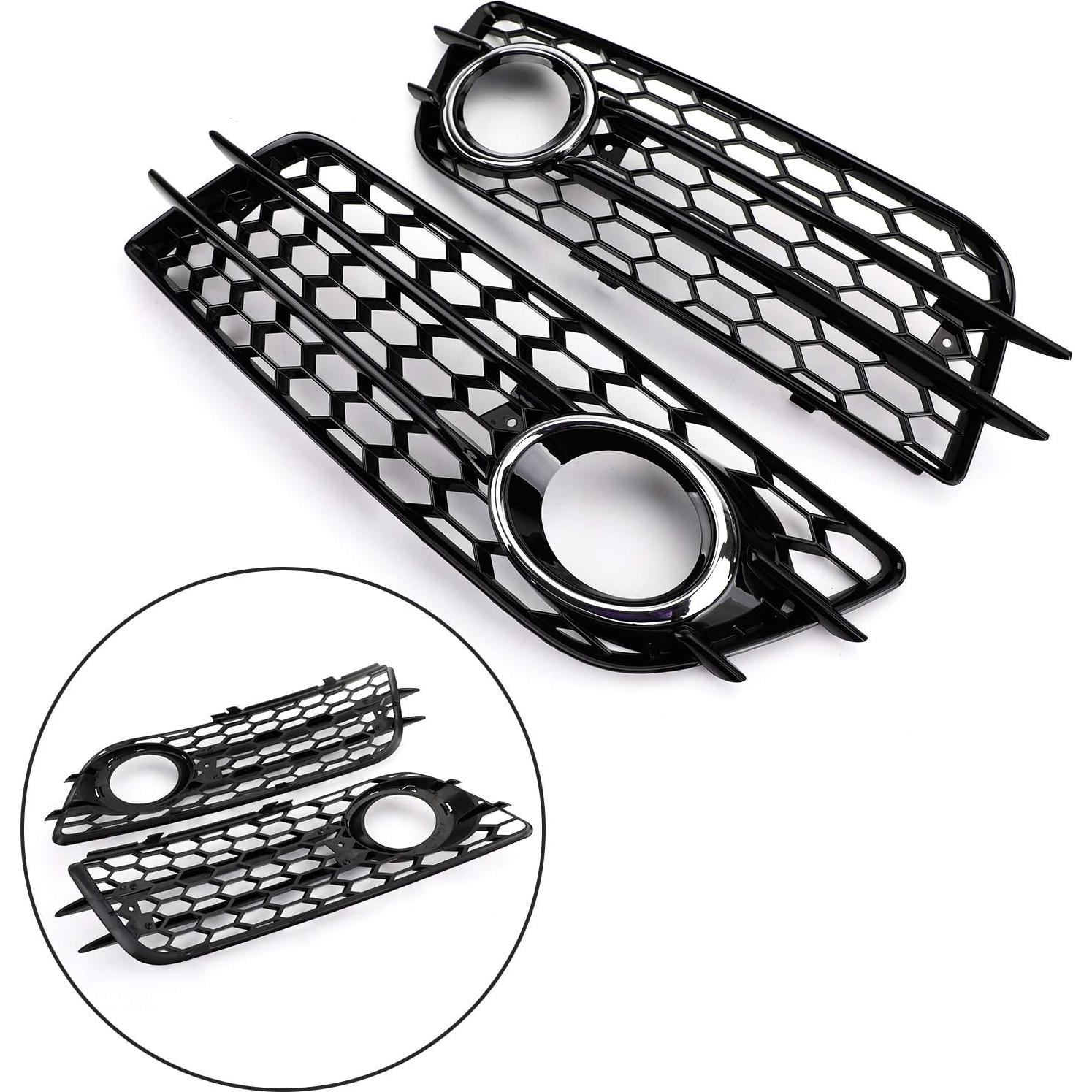 Rejilla de Parachoques Topteng para Luz de Niebla Audi A4/S4 2008-2012 Cromo