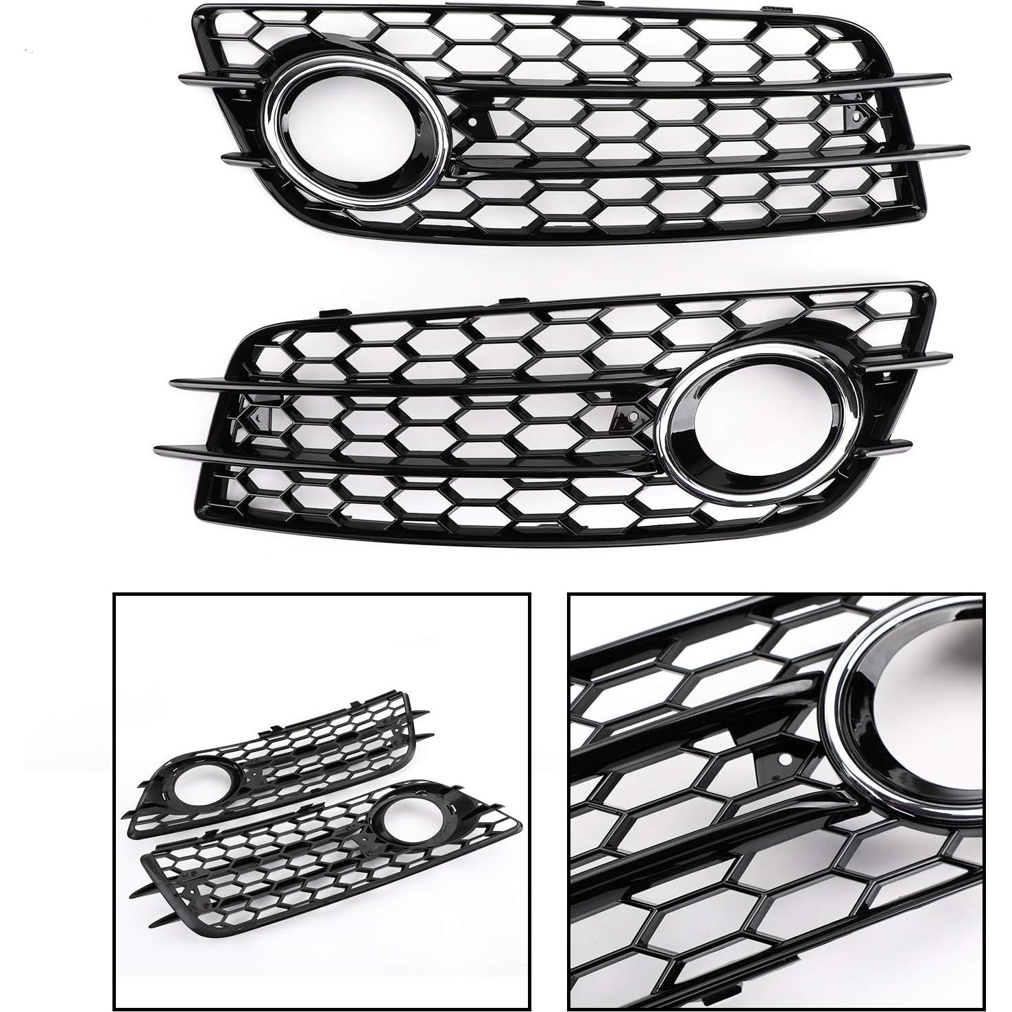 Rejilla de Parachoques Topteng para Luz de Niebla Audi A4/S4 2008-2012 Cromo